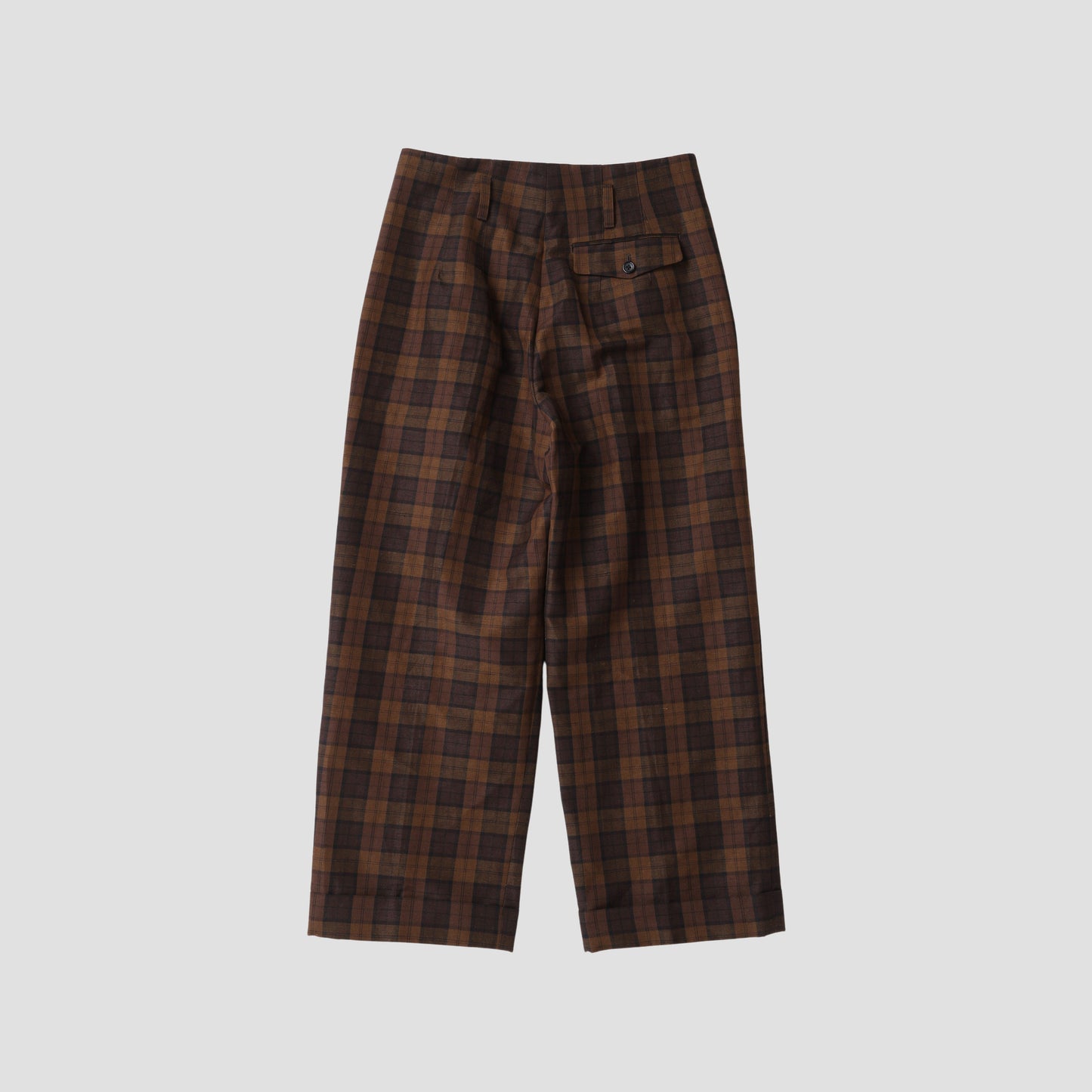 CHECK WOOL LINEN BLEND TROUSERS