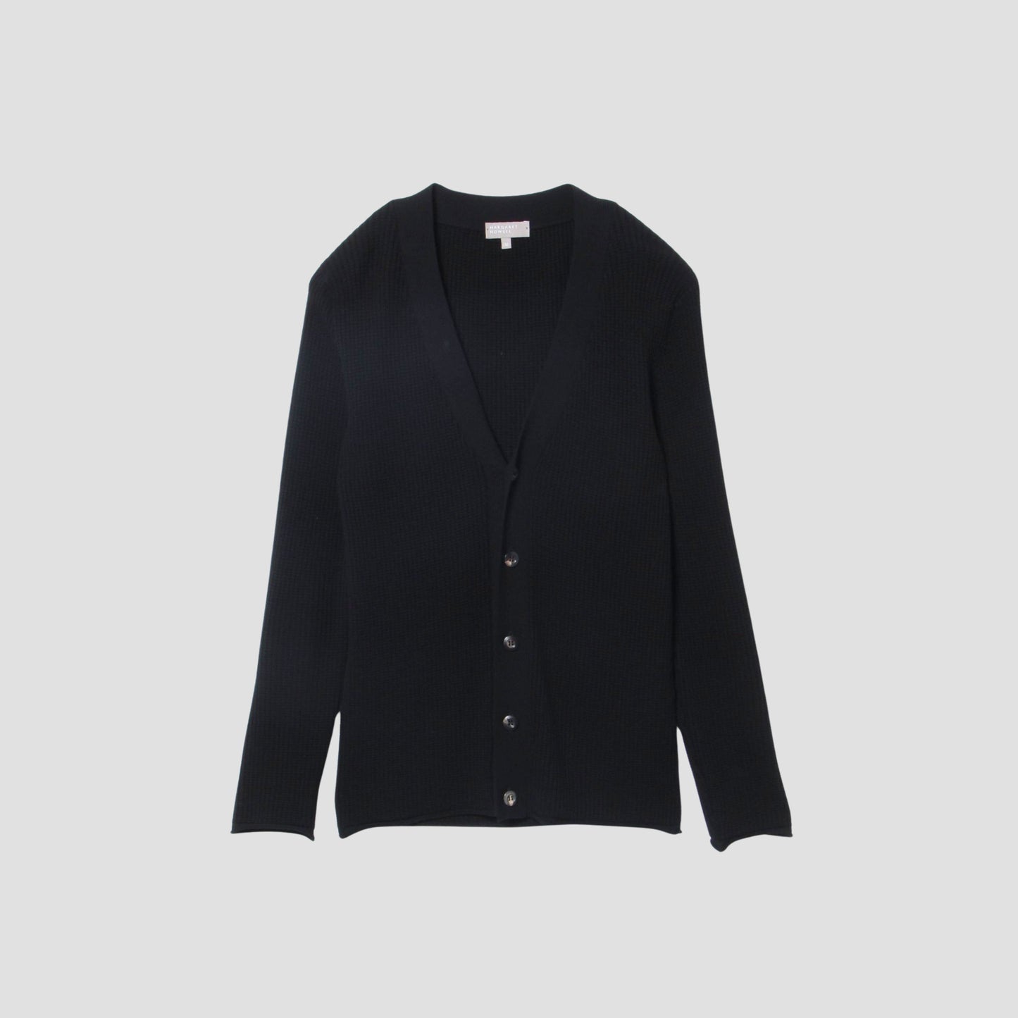 SUPERFINE WOOL WAFFLE CARDIGAN KNIT