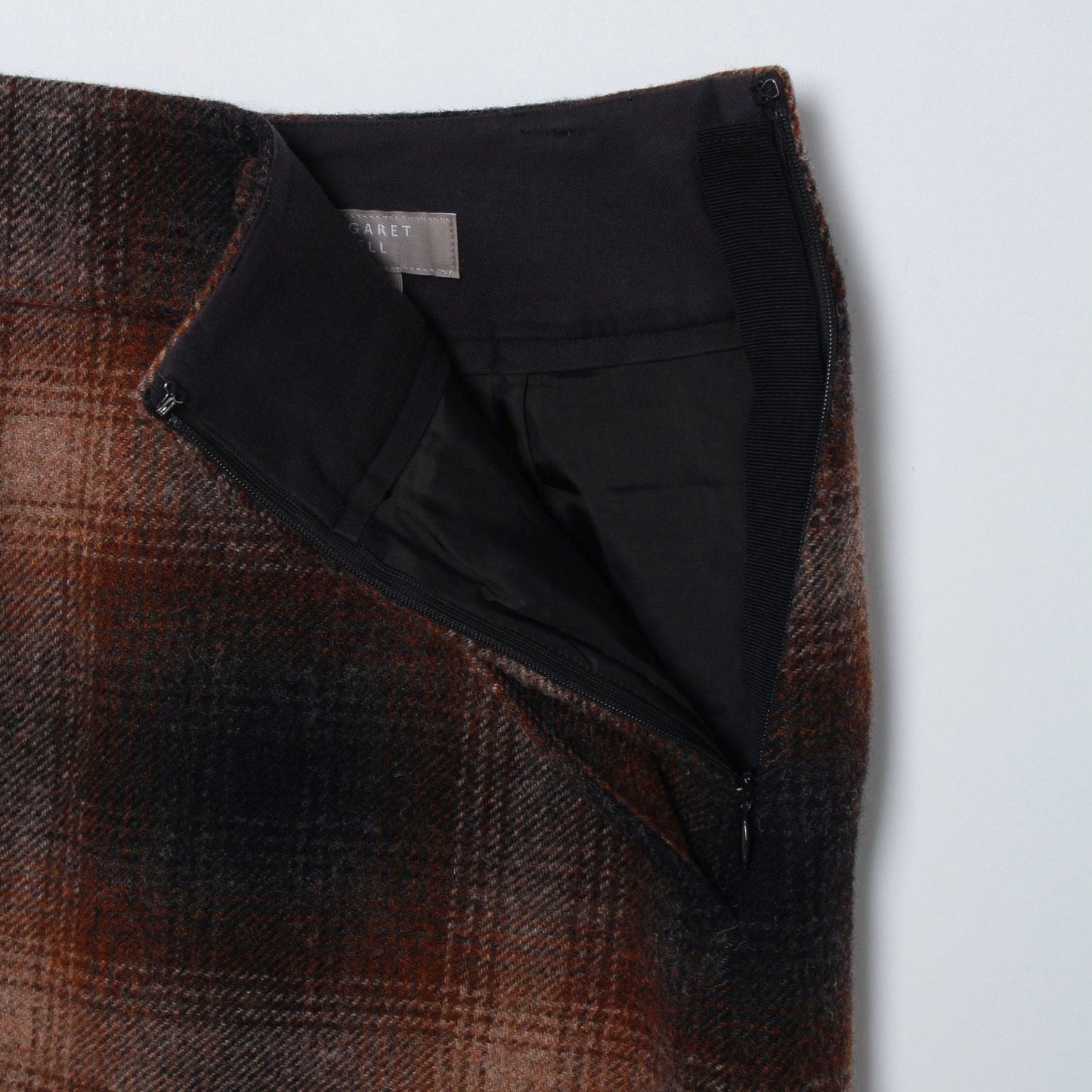 SHADOW CHECK WOOL SKIRT