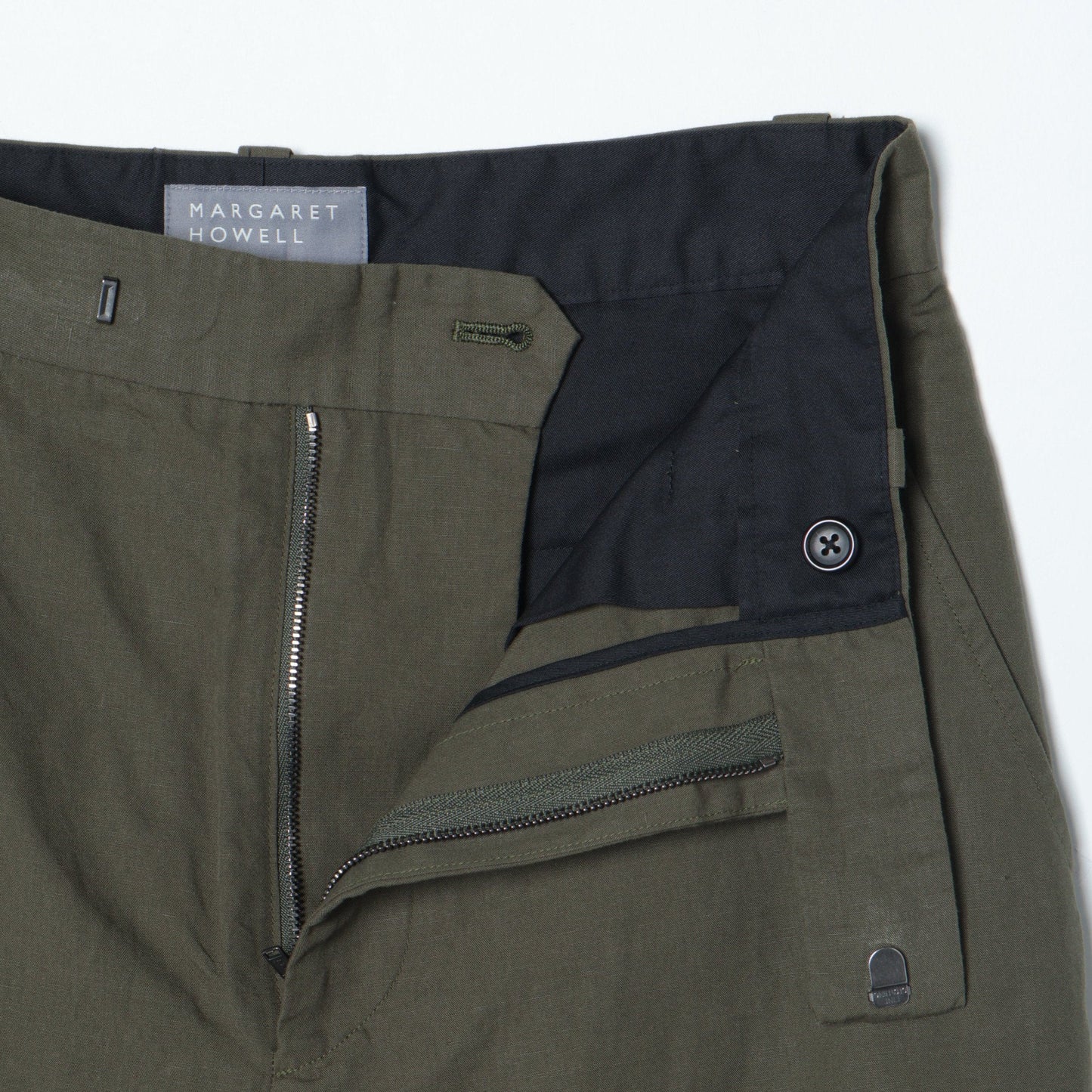 PLAIN WEAVE COTTON LINEN TROUSERS