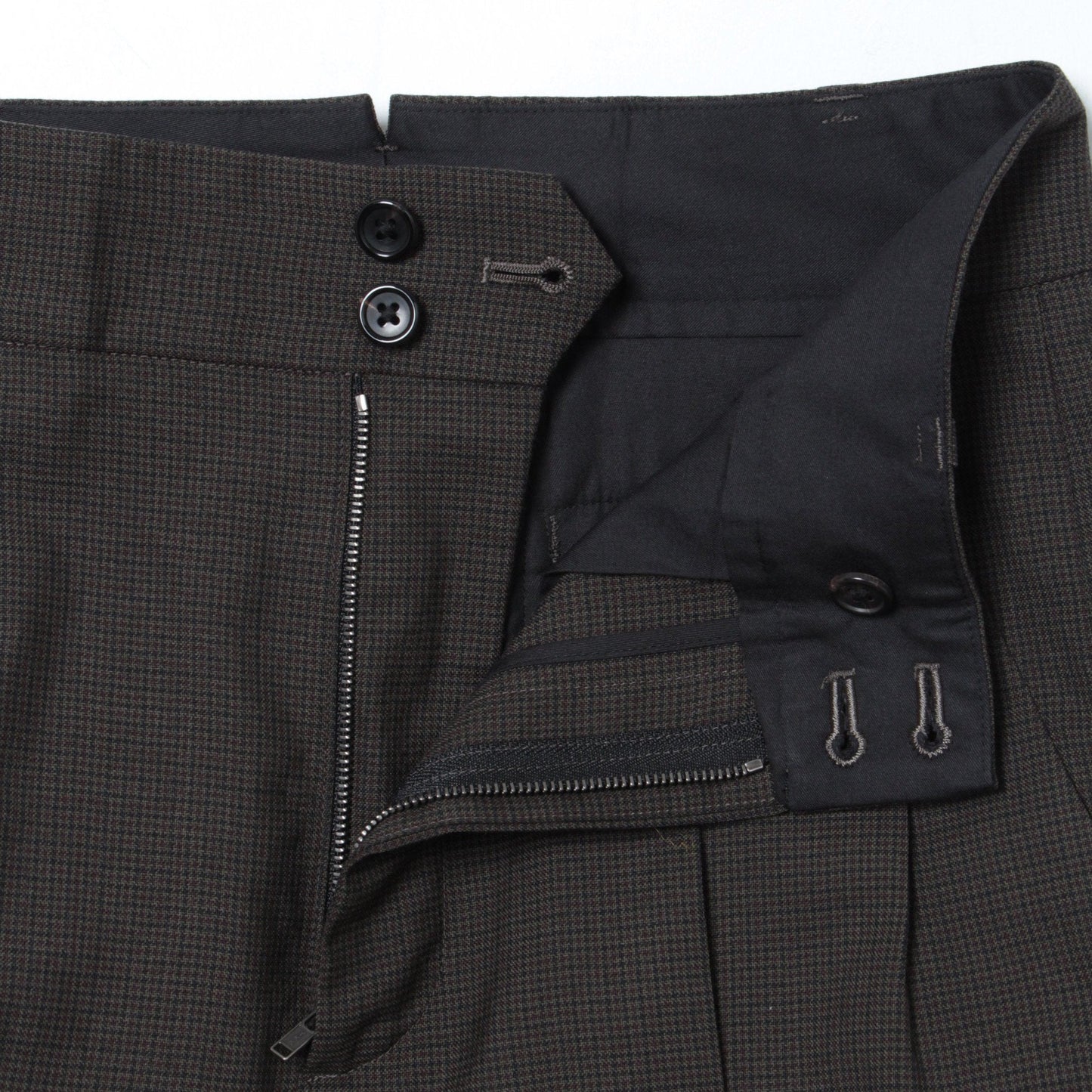 FINE CHECK WOOL TROUSERS