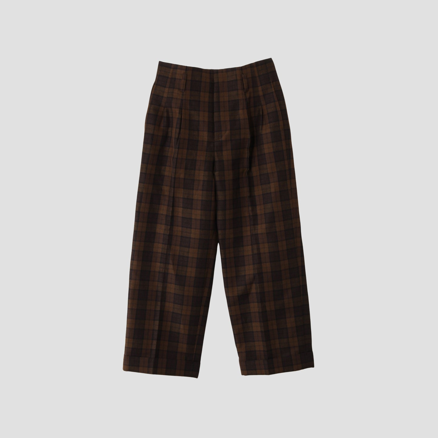 CHECK WOOL LINEN BLEND TROUSERS