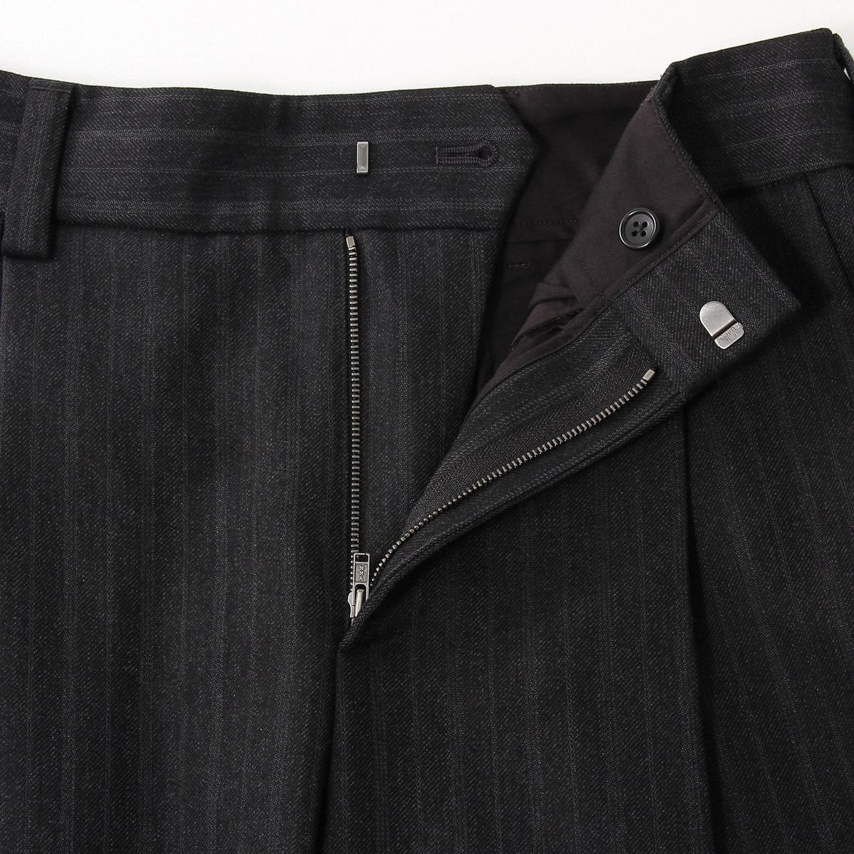 MORNING STRIPE WOOL TWILL TROUSERS