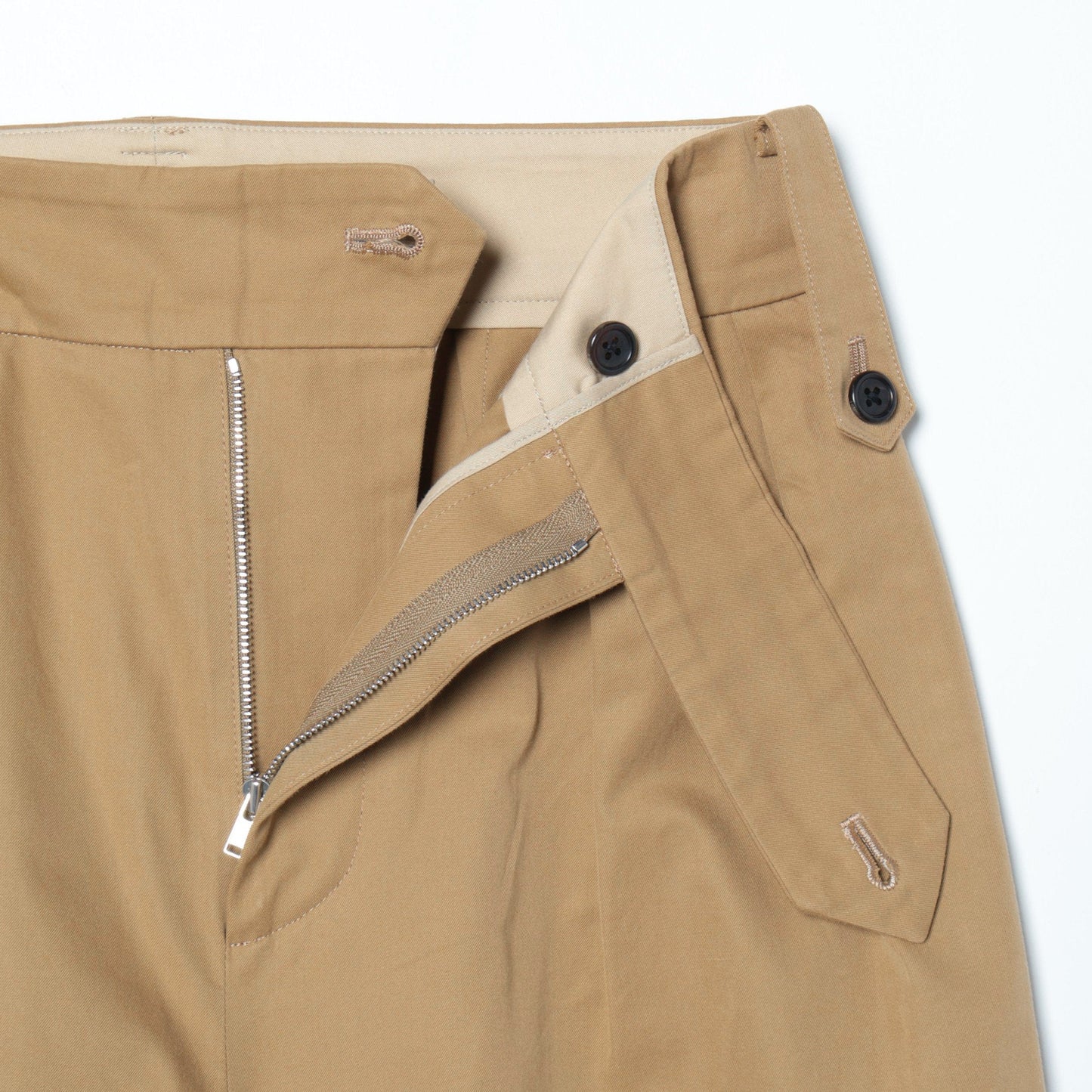 WORN COTTON GABARDINE TROUSERS