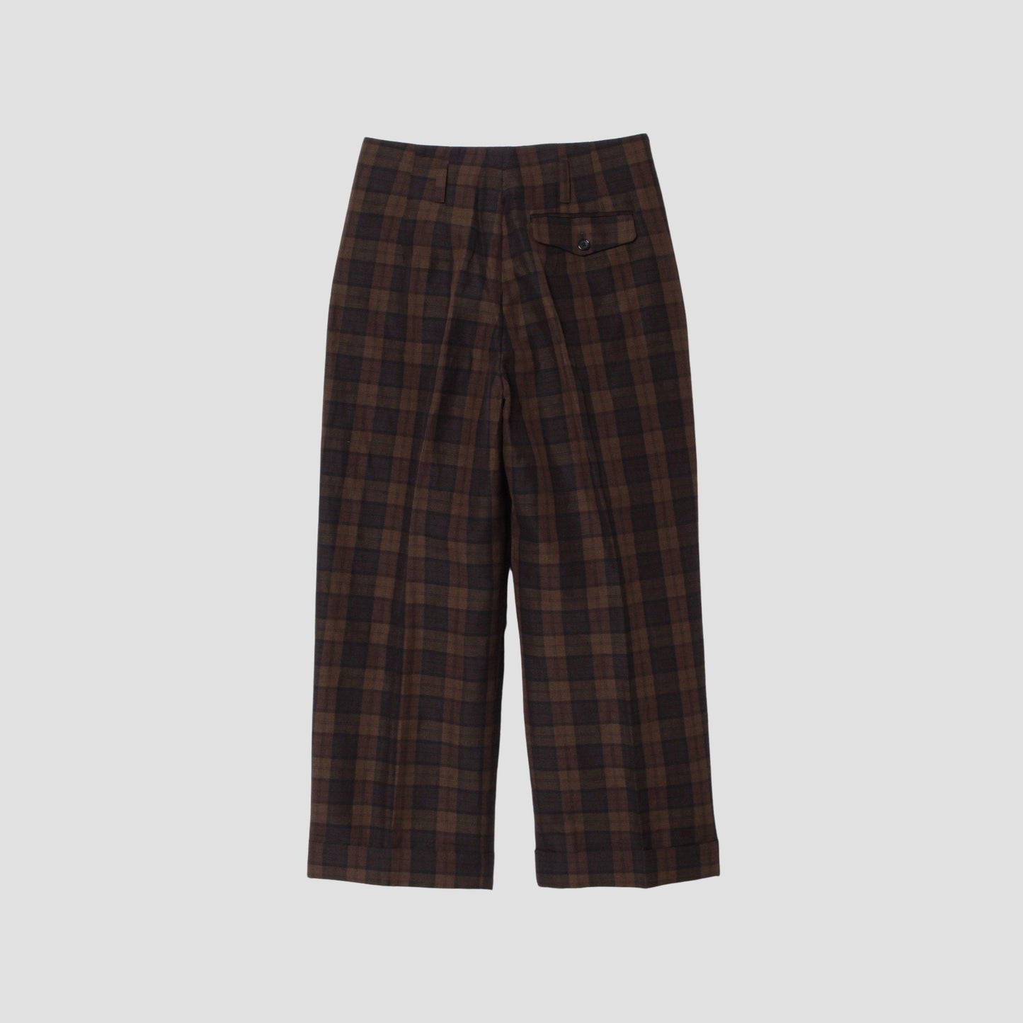 CHECK WOOL LINEN BLEND TROUSERS