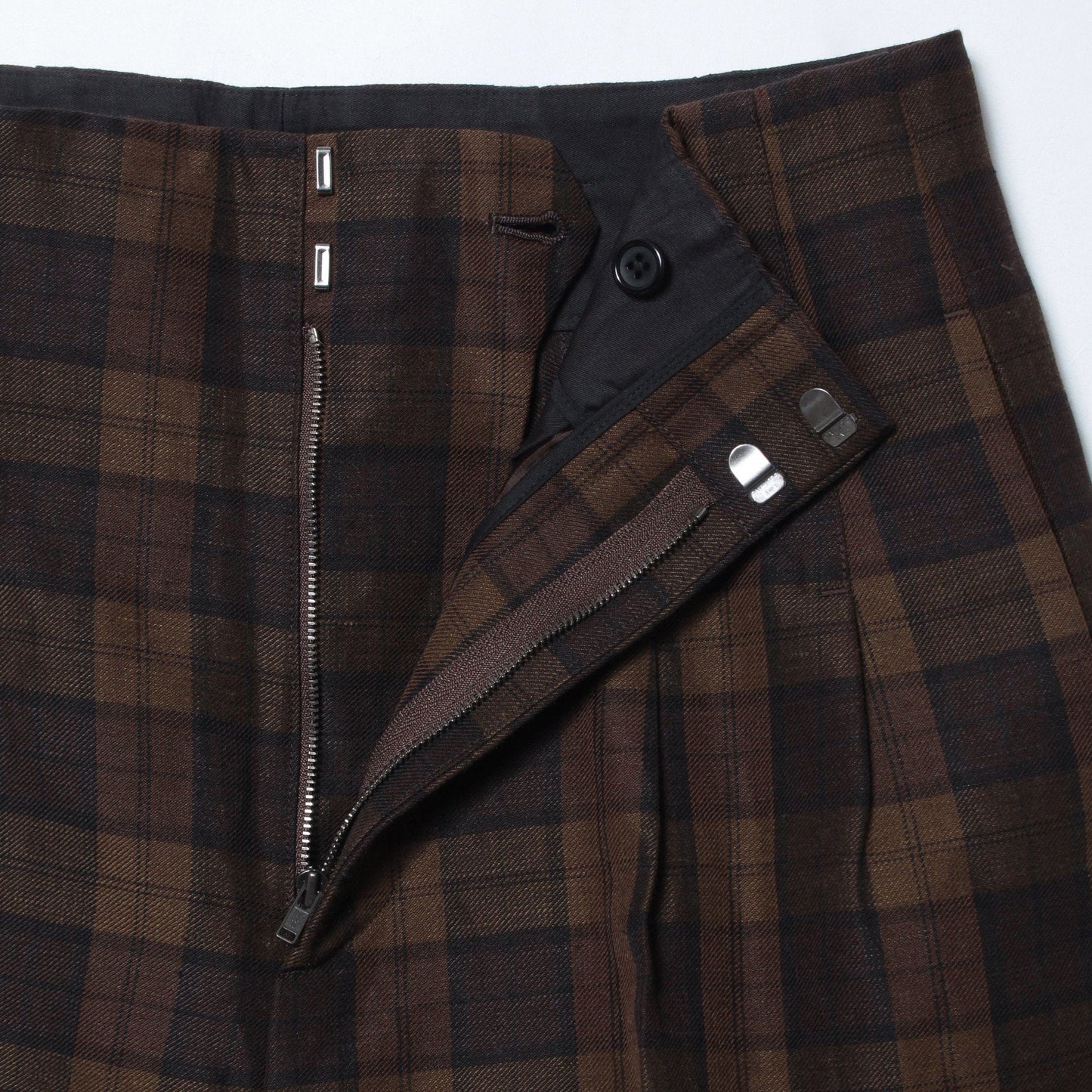 CHECK WOOL LINEN BLEND TROUSERS