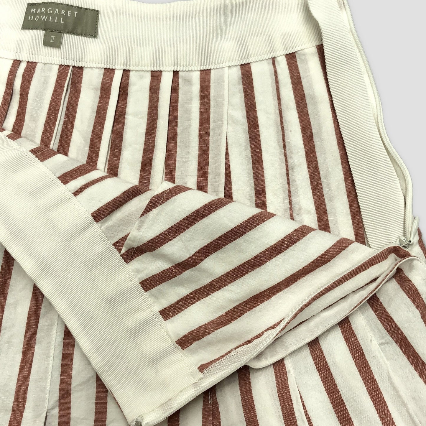 BOLD STRIPE COTTON LINEN SKIRT