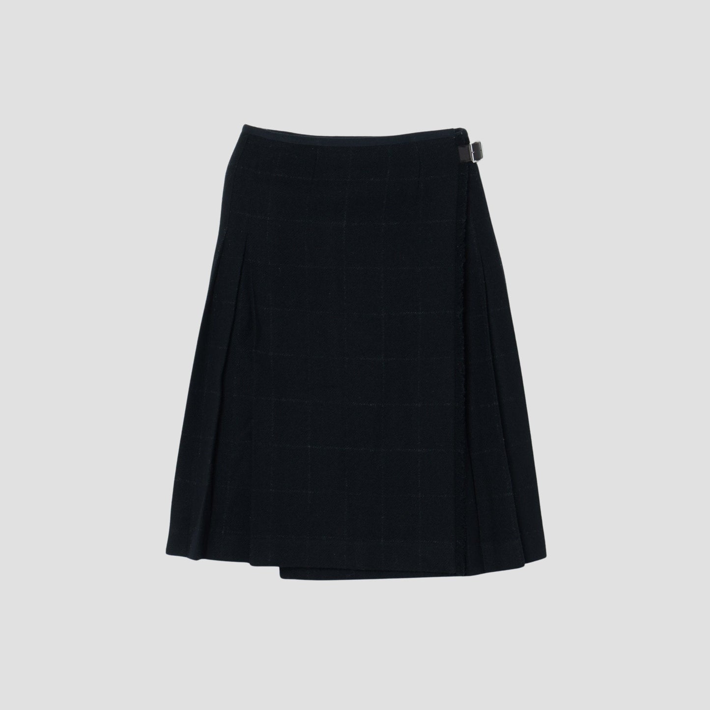 BLACK WINDOWPANE CHECK SKIRT