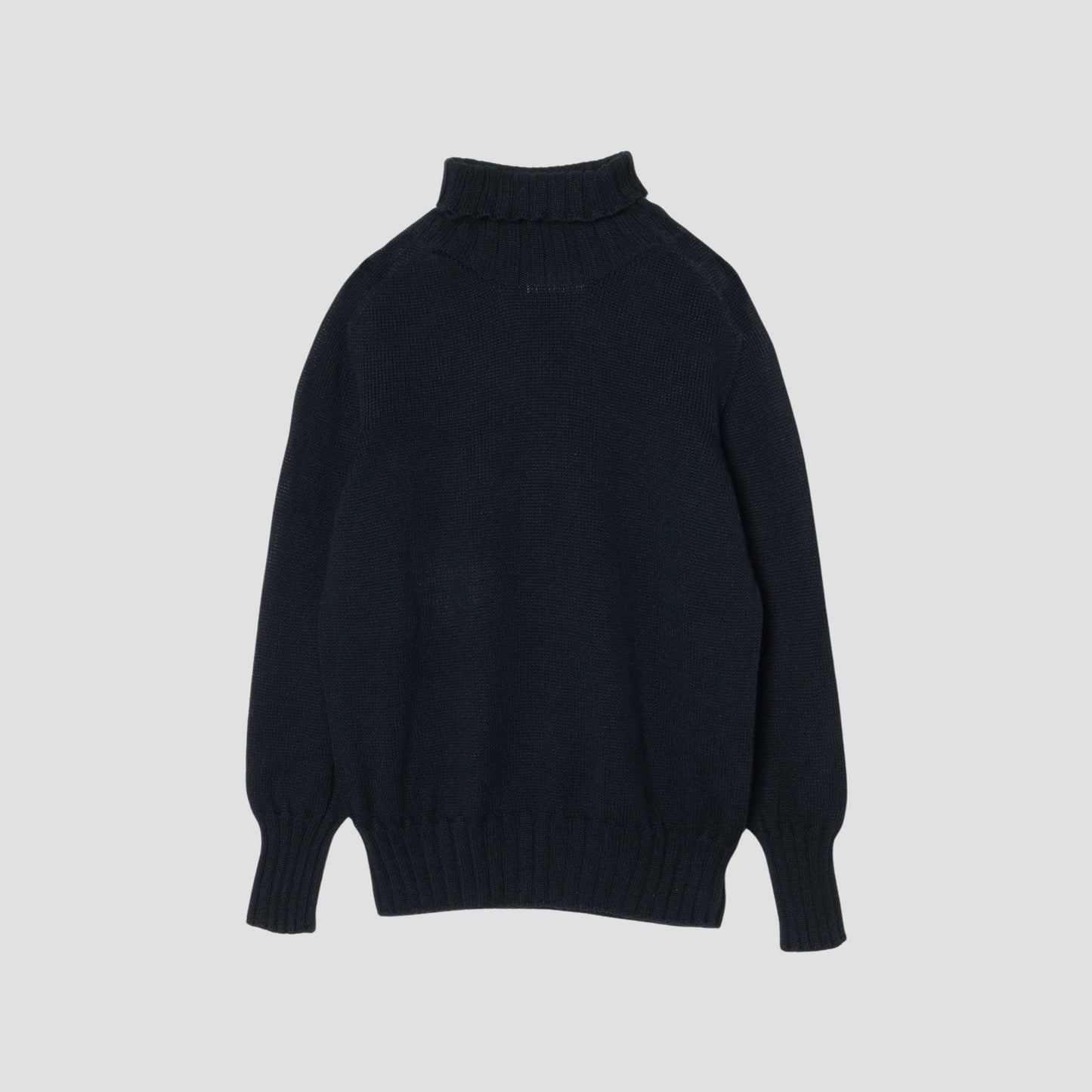 LINEN COTTON WIDE ROLL NECK KNIT