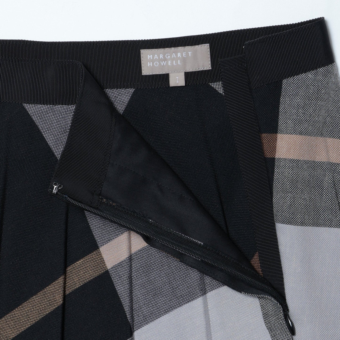 LARGE CHECK WOOL BLEND SKIRT