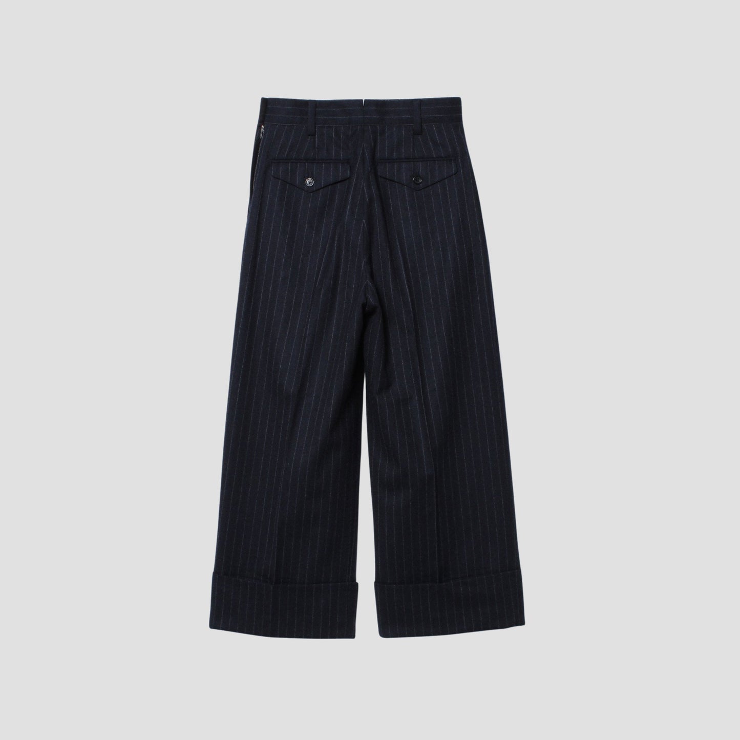 WORSTED WOOL PINSTRIPE TROUSERS