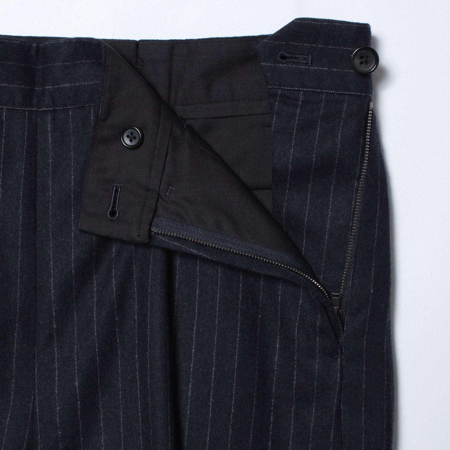 WORSTED WOOL PINSTRIPE TROUSERS