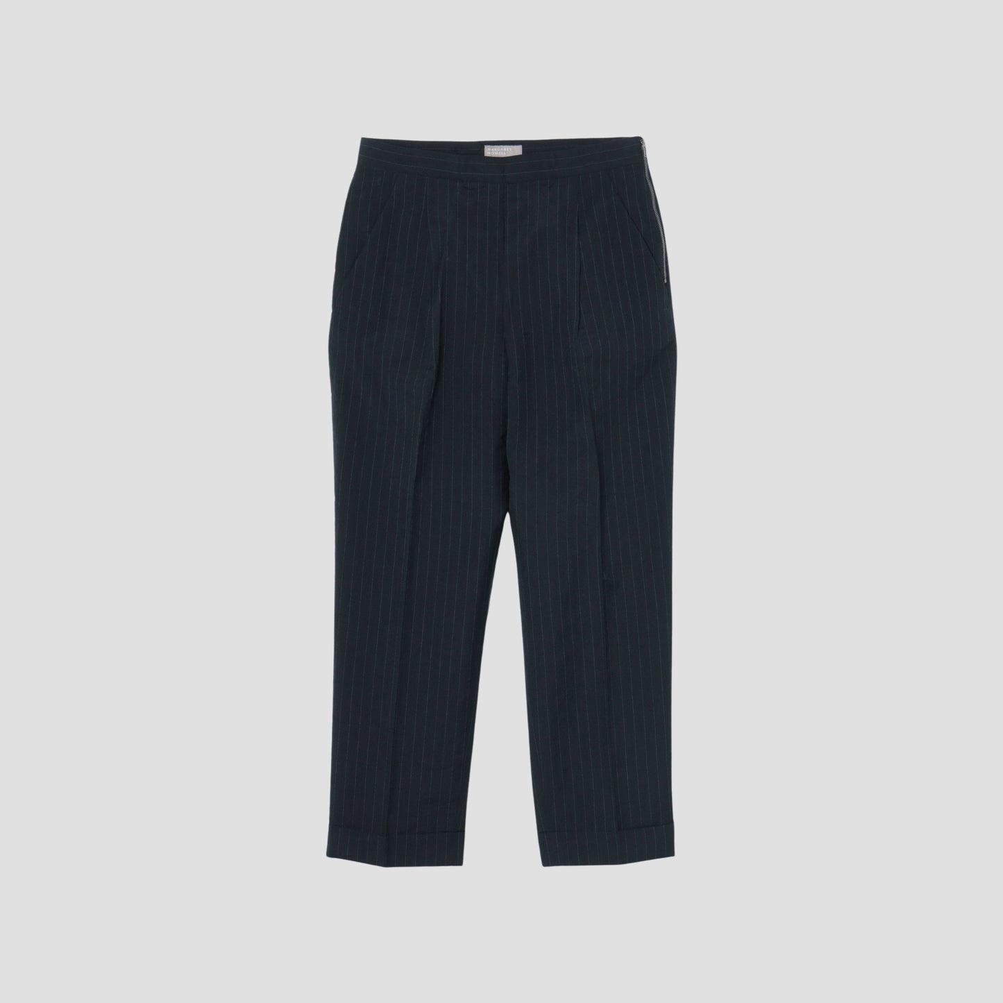 PINSTRIPE WOOL LINEN TROUSERS