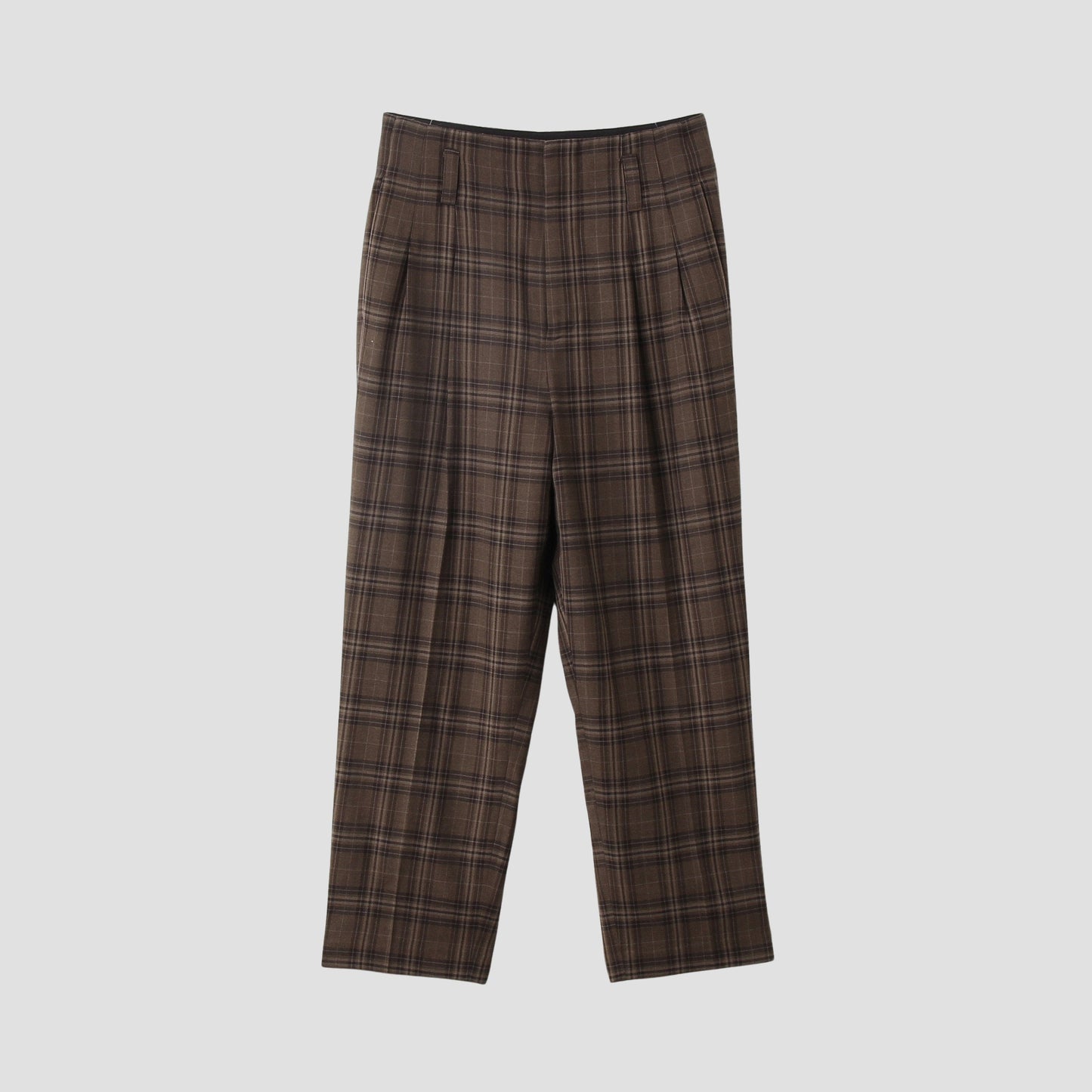 TONAL CHECK WOOL TROUSERS