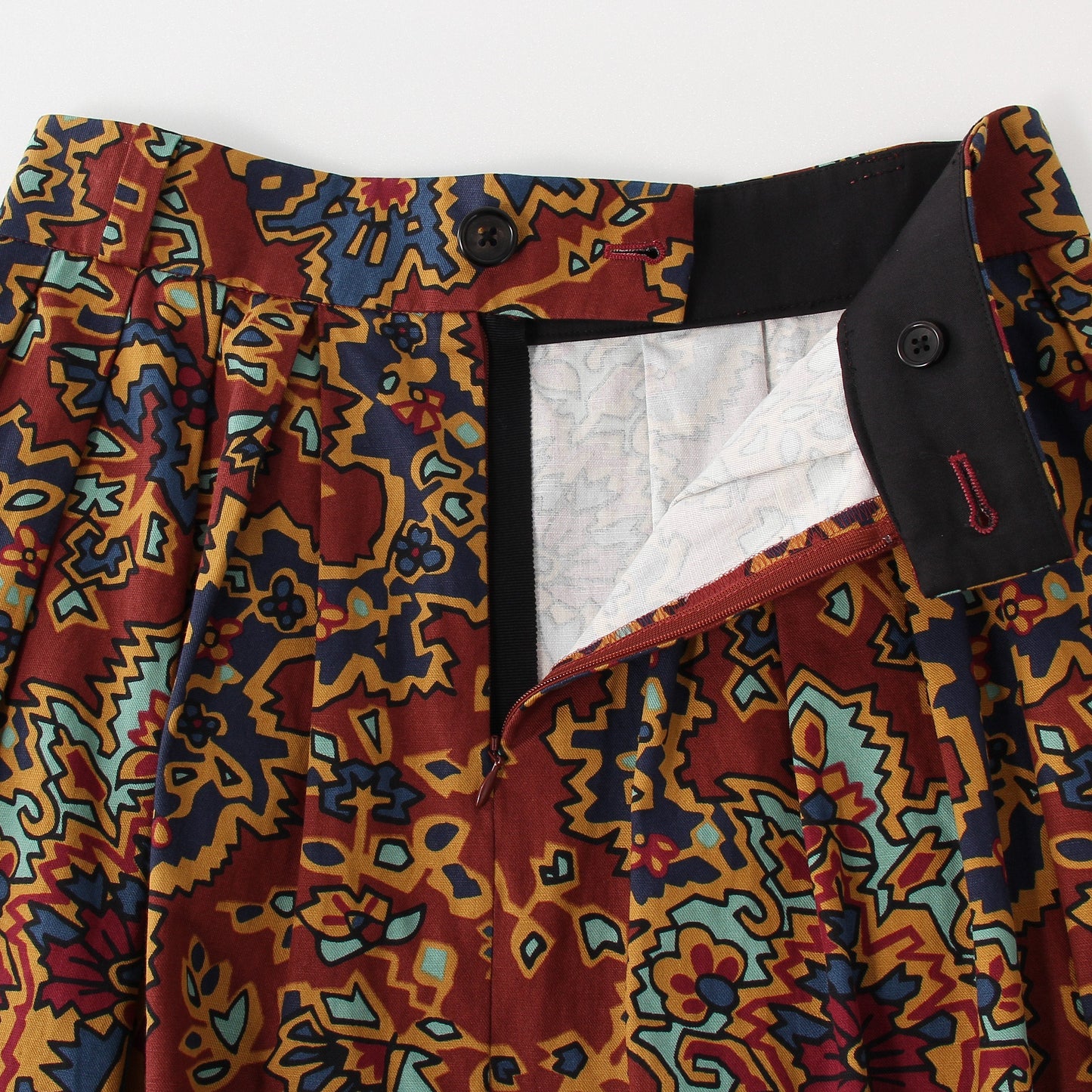 PAISLEY COTTON LINEN TWILL SKIRT