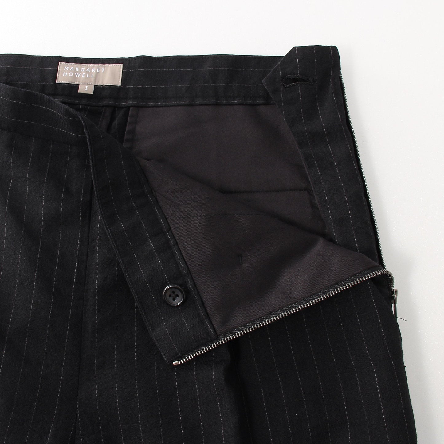 PINSTRIPE WOOL LINEN TROUSERS