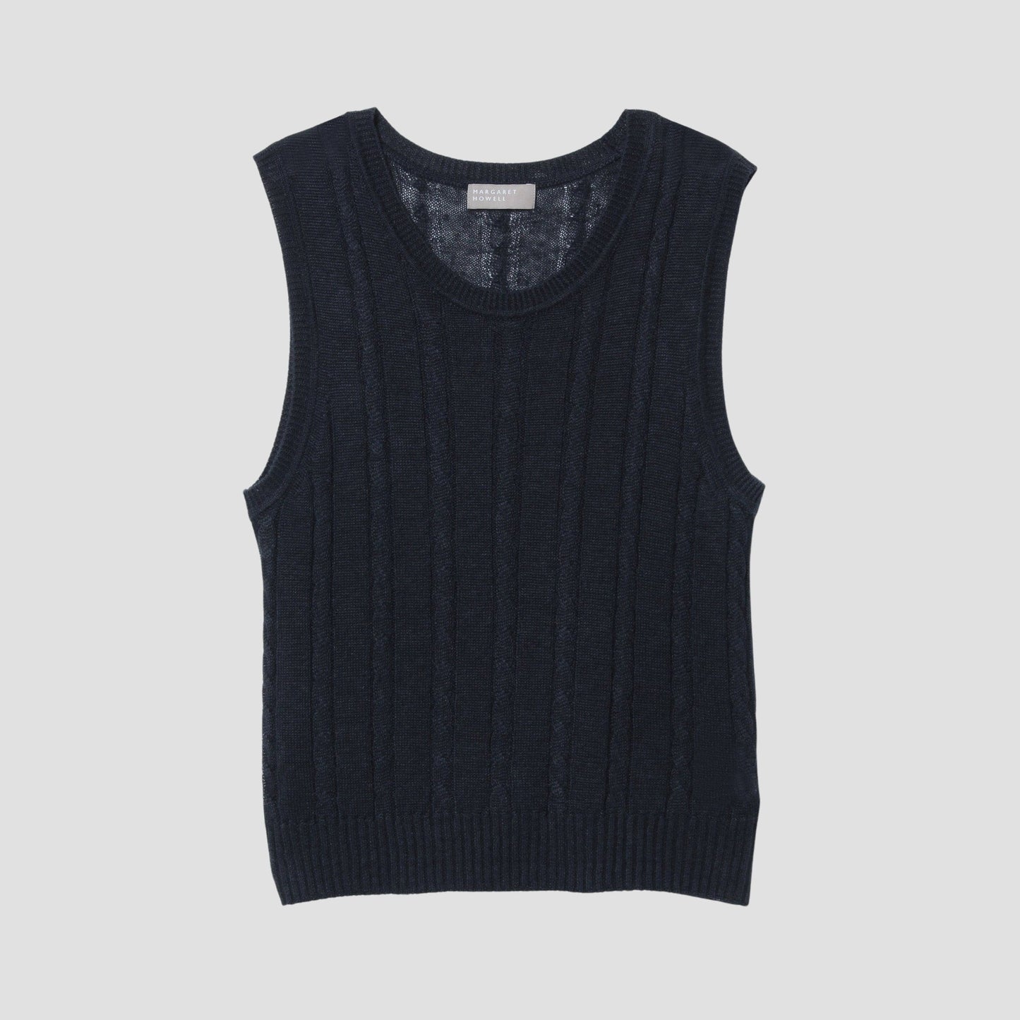 LINEN CABLE VEST KNIT