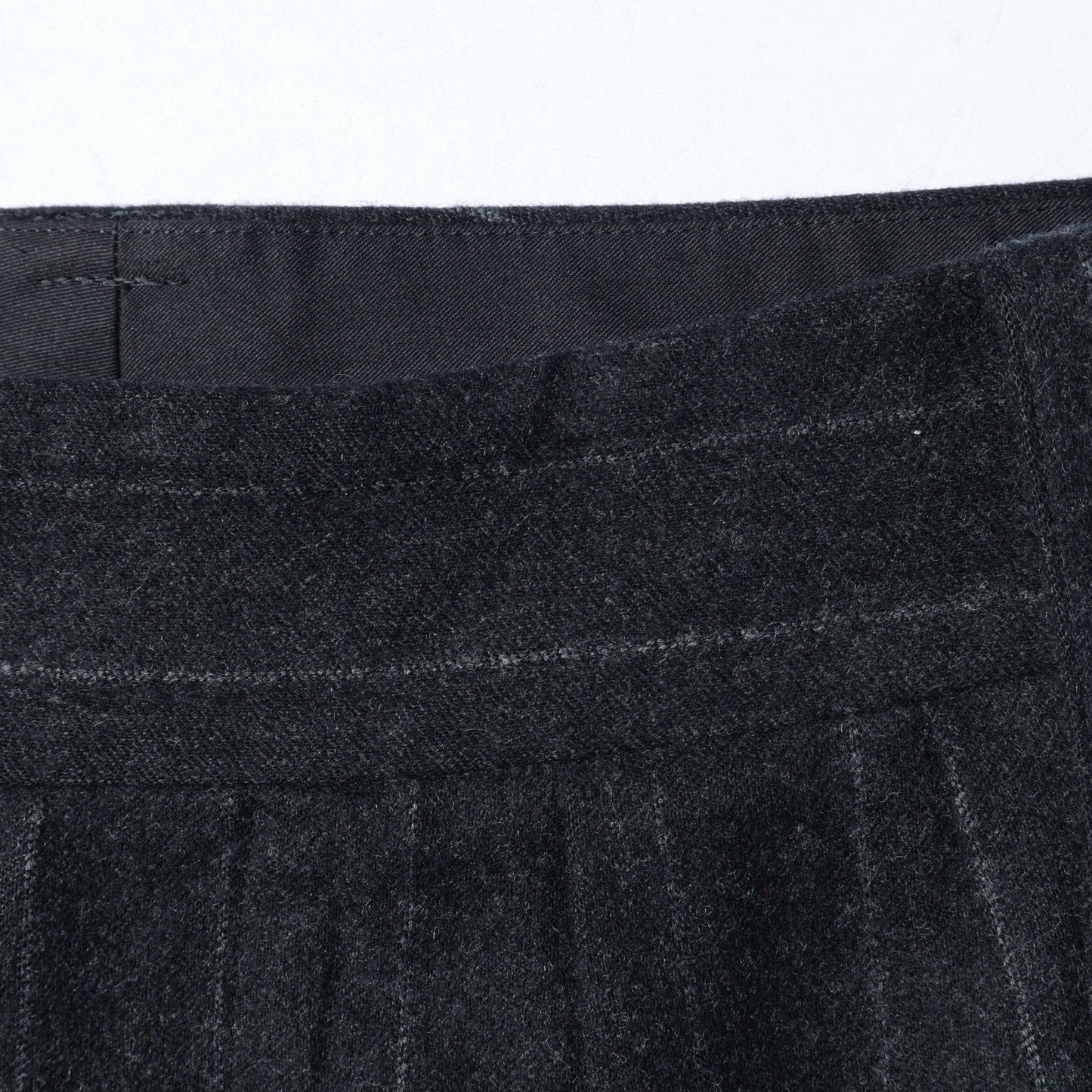 WIDE CHALK STRIPE FLANNEL TROUSERS