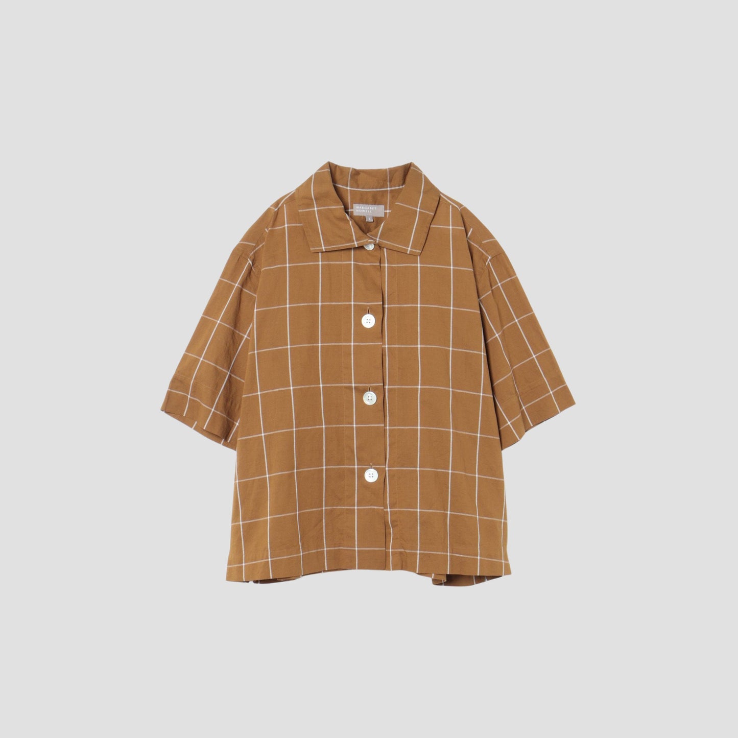 WINDOWPANE CHECK COTTON LINEN SHIRT