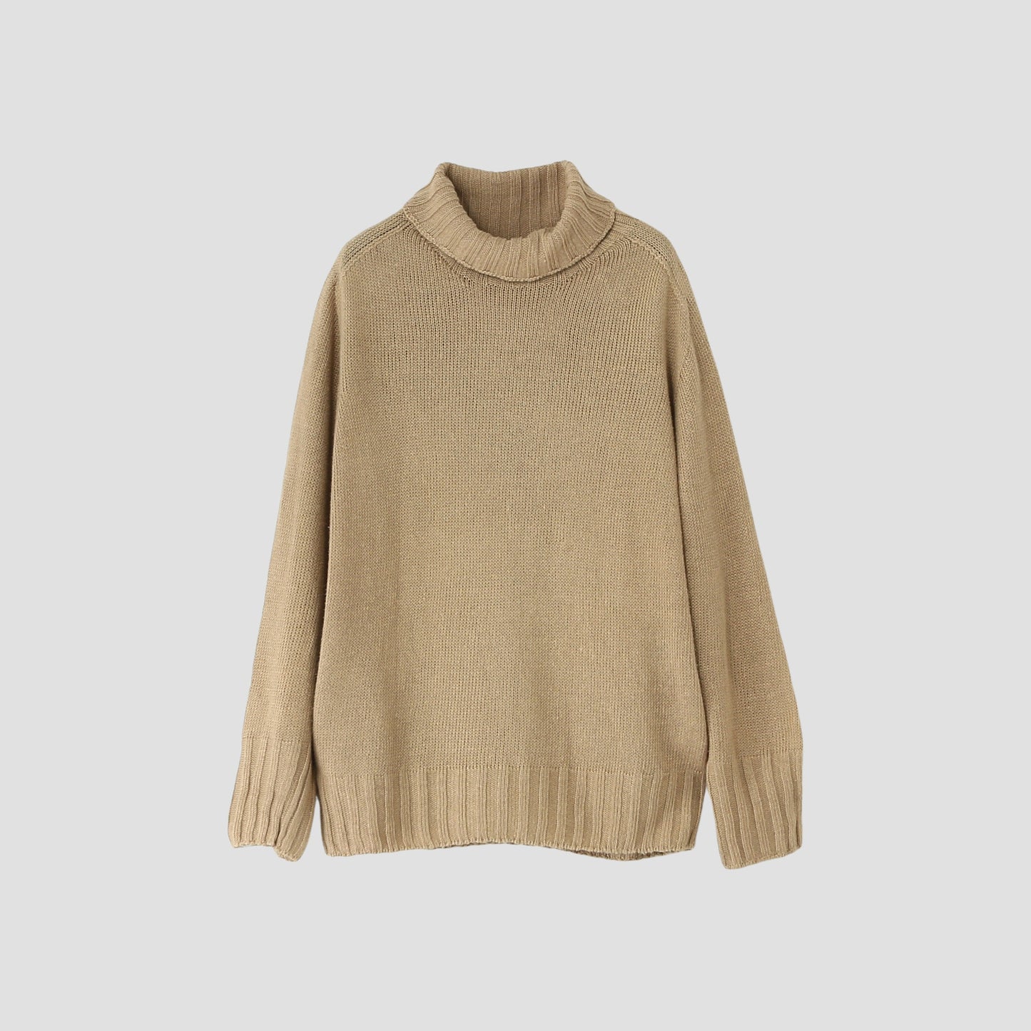 LINEN COTTON WIDE ROLL NECK KNIT