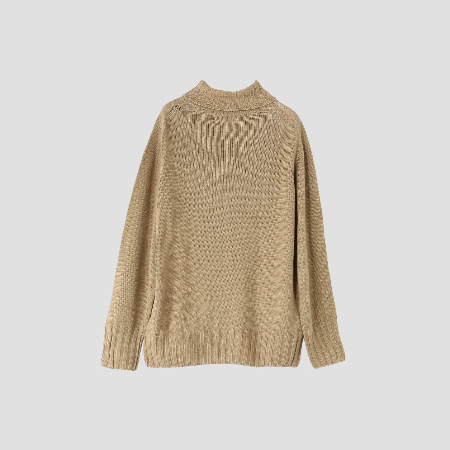 LINEN COTTON WIDE ROLL NECK KNIT