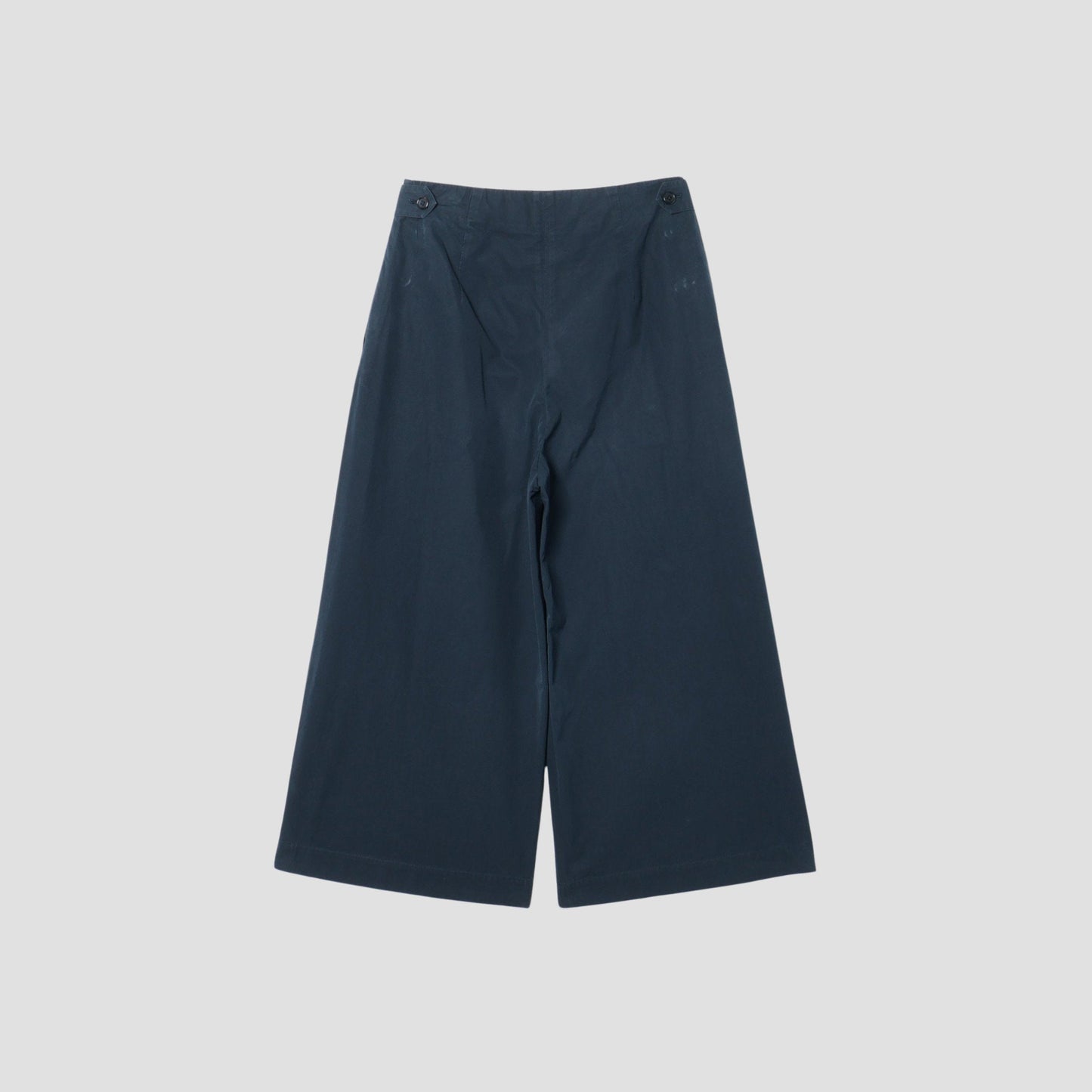 WASHED YARN DYE COTTON POPLIN TROUSERS