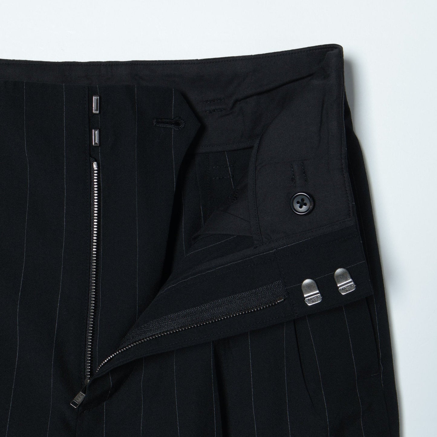WIDE PINSTRIPE WOOL TROUSERS