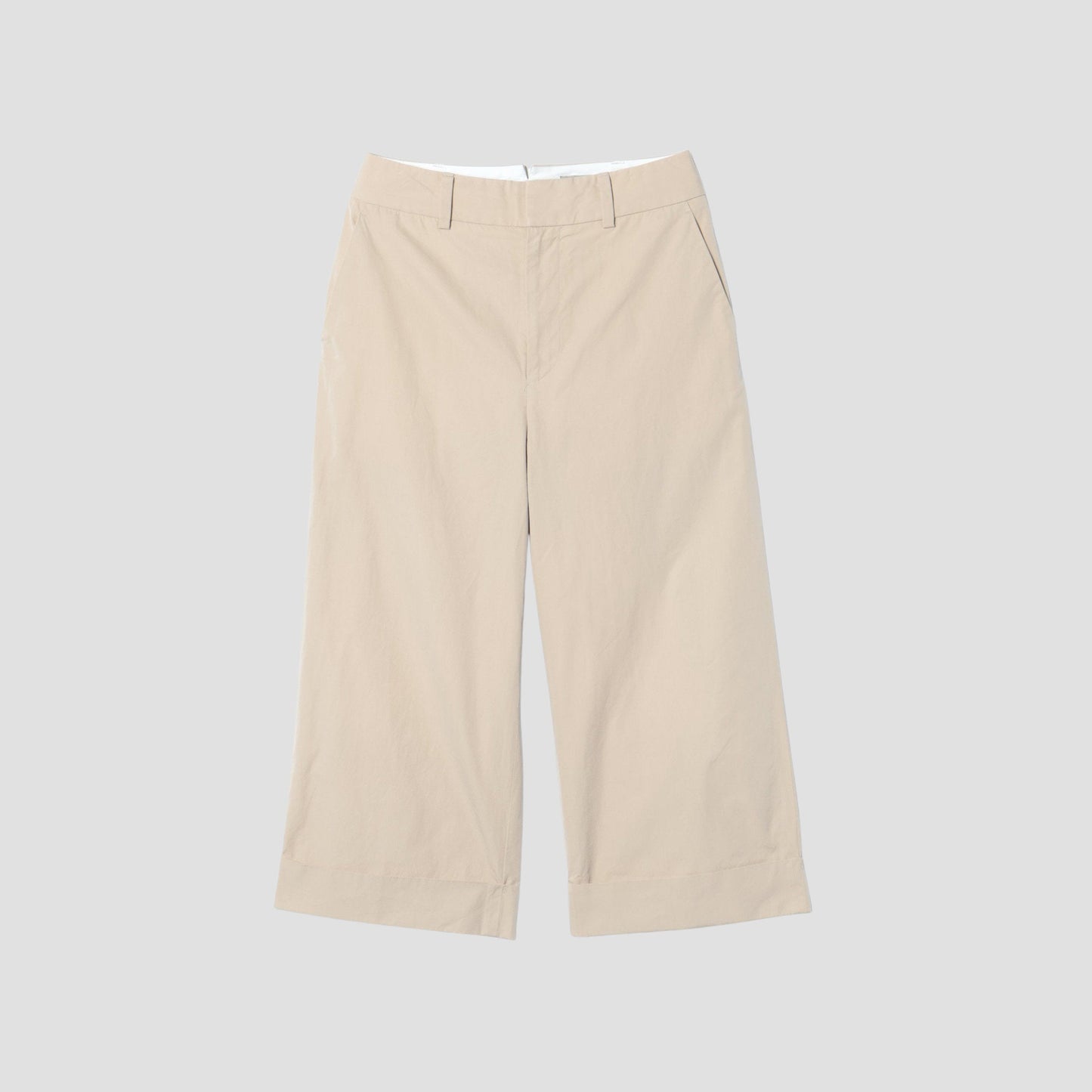 WASHED YARN DYE COTTON POPLIN TROUSERS