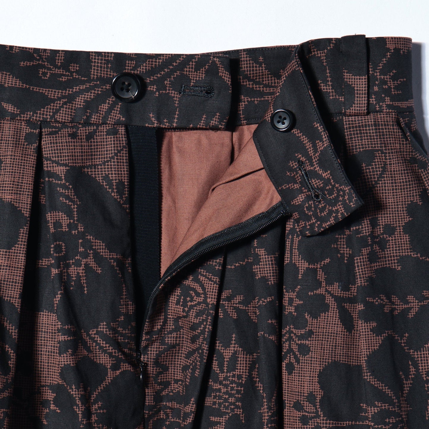 DAMASK COTTON LINEN TWILL SKIRT