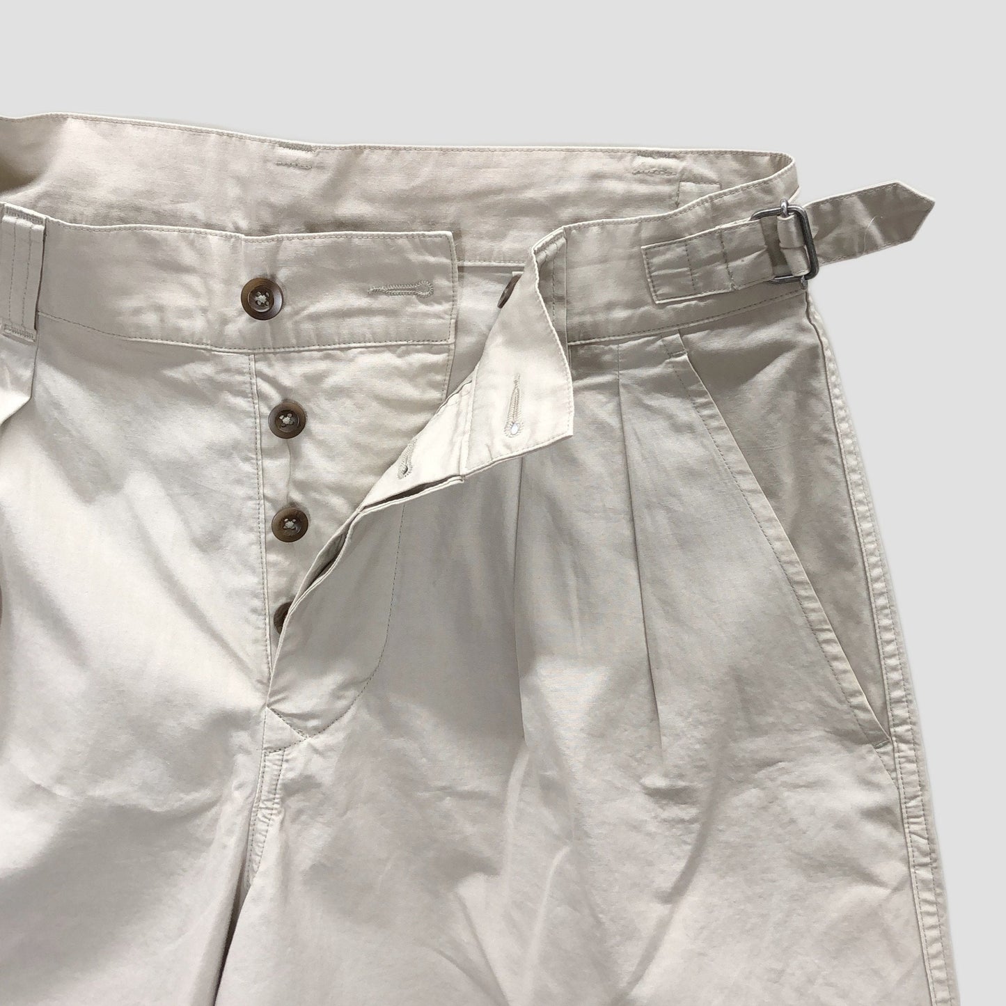 COTTON LINEN TOUGH POPLIN TROUSERS