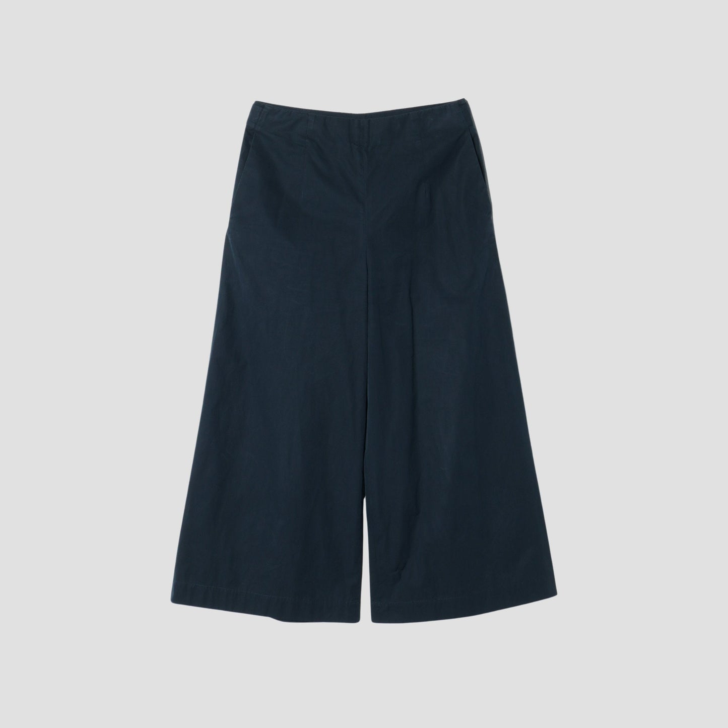 WASHED YARN DYE COTTON POPLIN TROUSERS