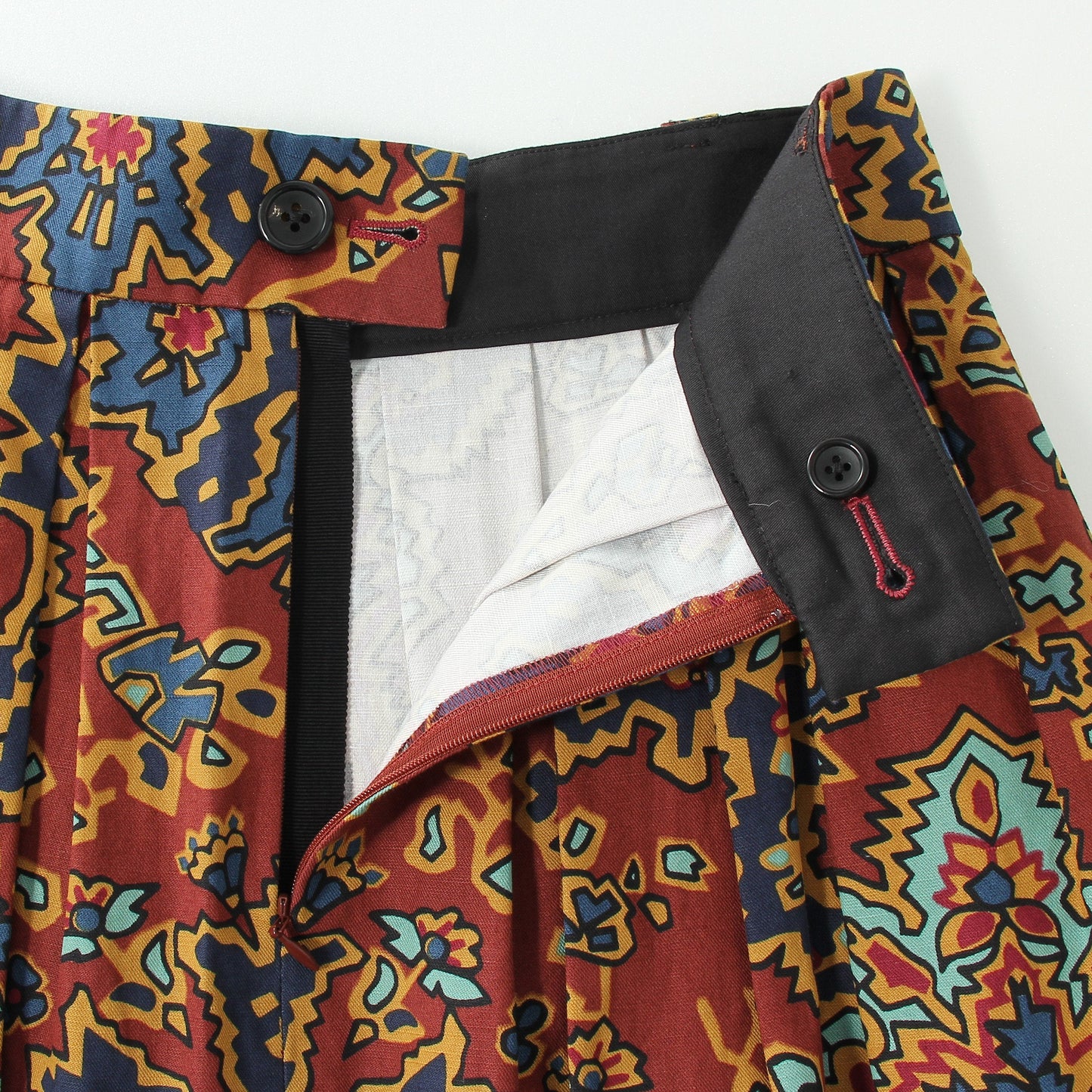PAISLEY COTTON LINEN TWILL SKIRT