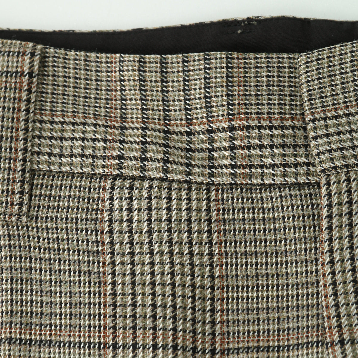GLEN CHECK WOOL TWILL TROUSERS