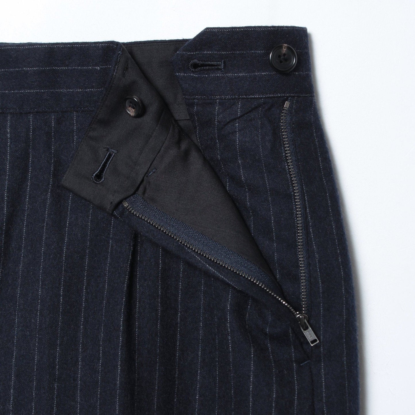 WORSTED WOOL PINSTRIPE TROUSERS