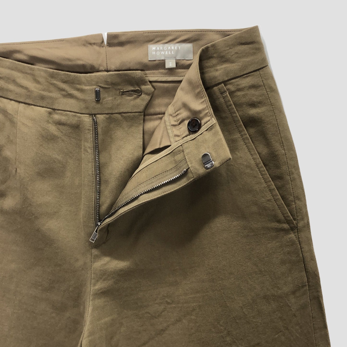 LINEN COTTON TWILL TROUSERS
