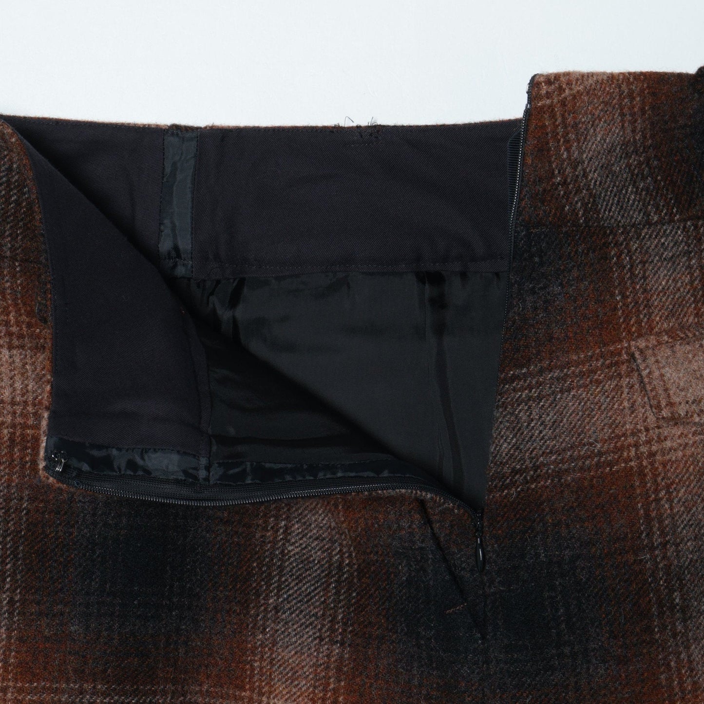 SHADOW CHECK WOOL SKIRT