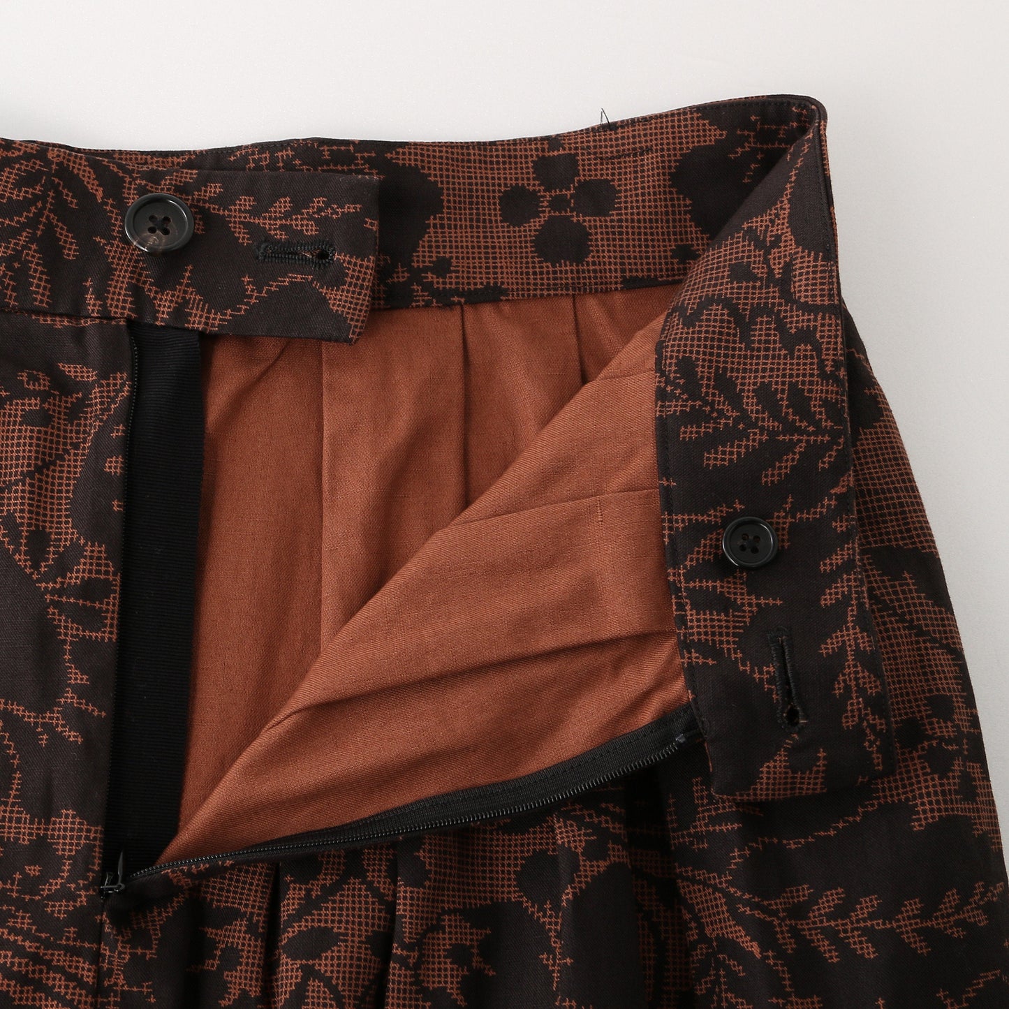 DAMASK COTTON LINEN TWILL SKIRT