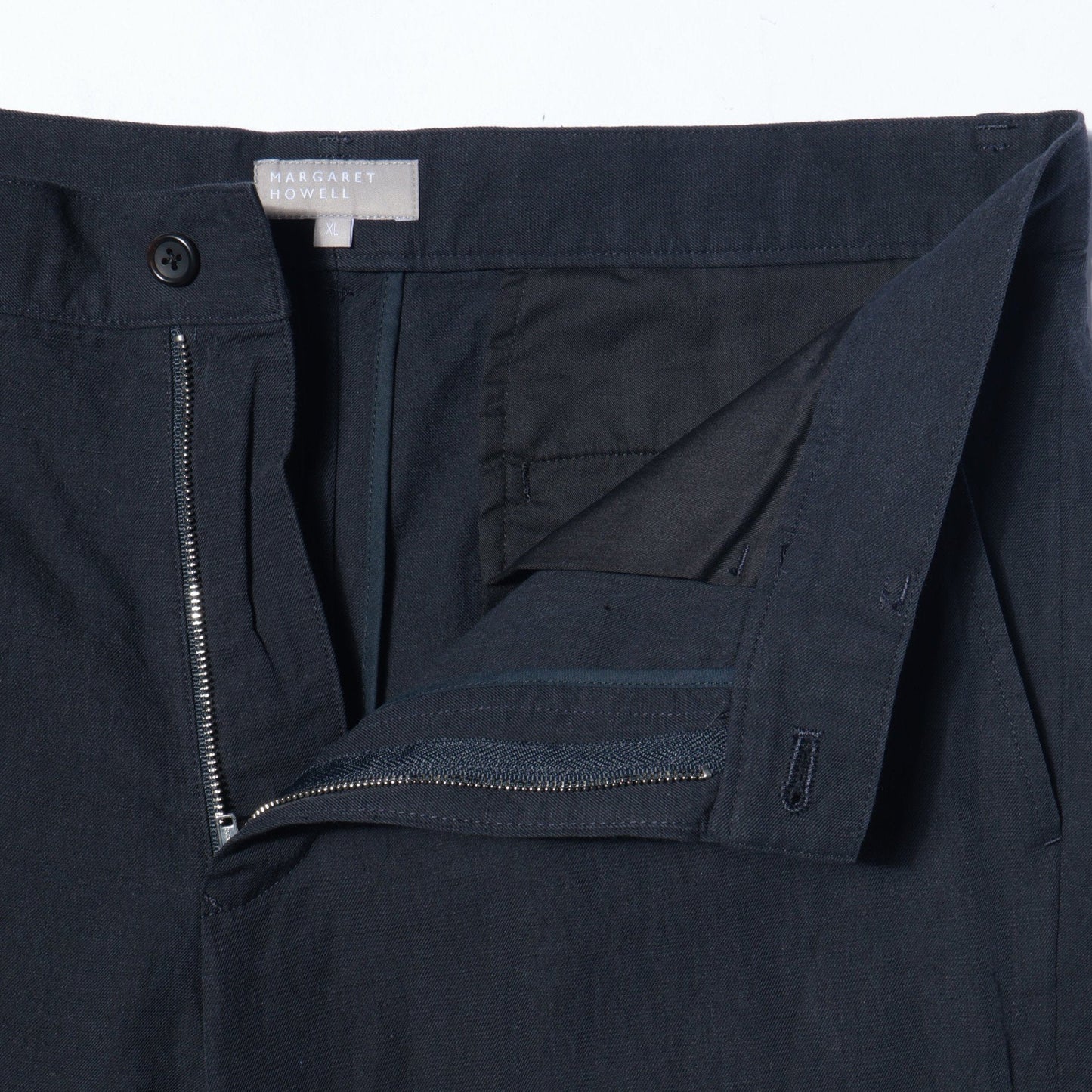 COTTON LINEN GABERDINE TROUSERS