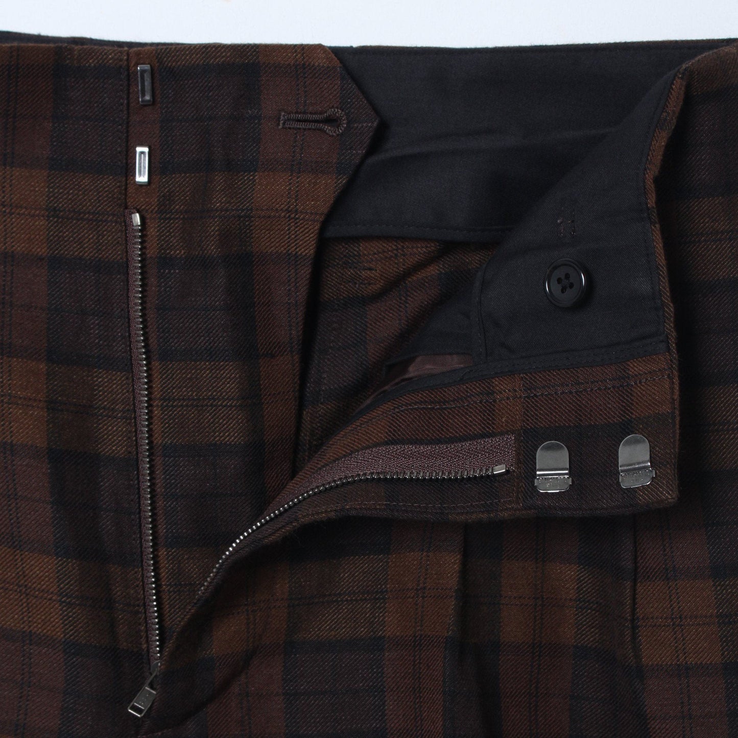 CHECK WOOL LINEN BLEND TROUSERS