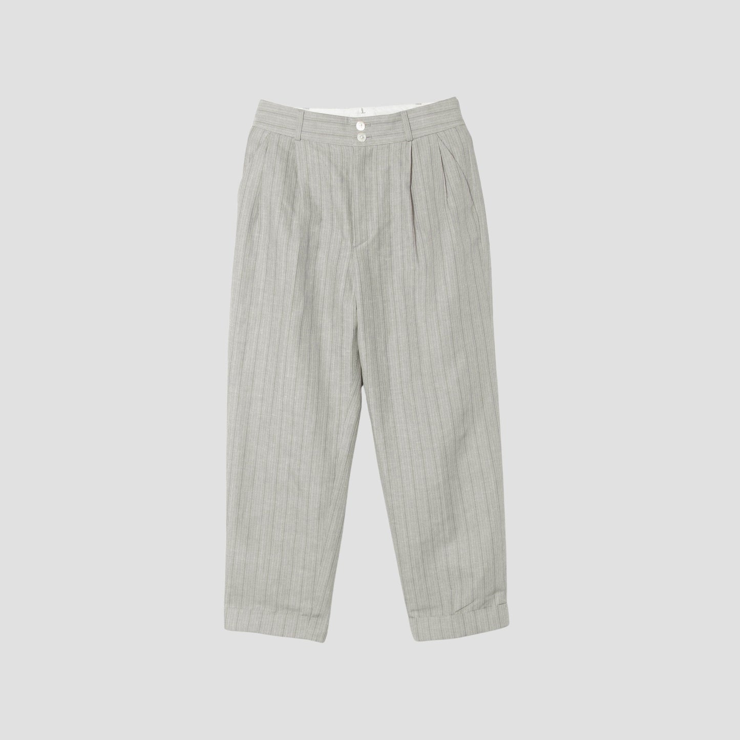 MORNING STRIPE COTTON LINEN TROUSERS