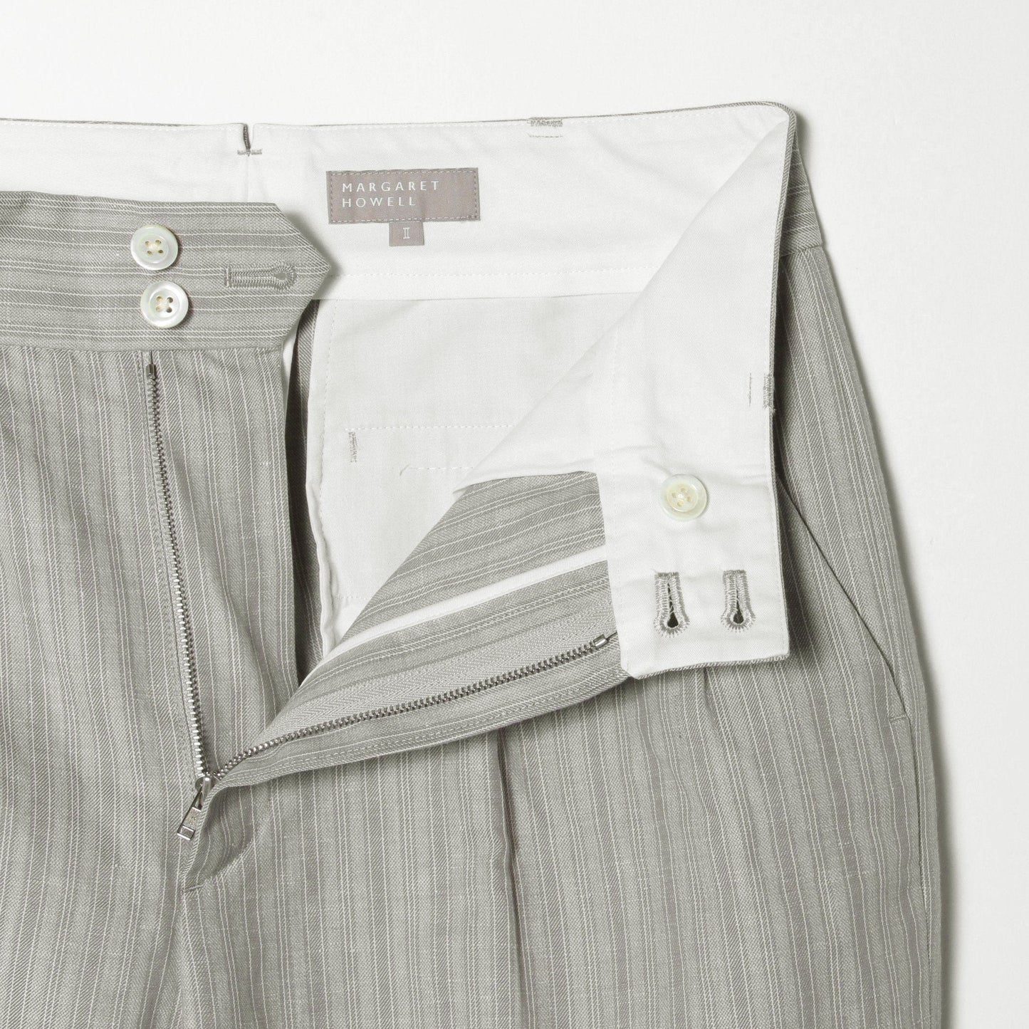 MORNING STRIPE COTTON LINEN TROUSERS