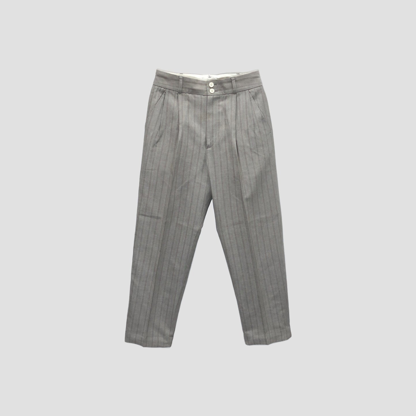 MORNING STRIPE COTTON LINEN TROUSERS