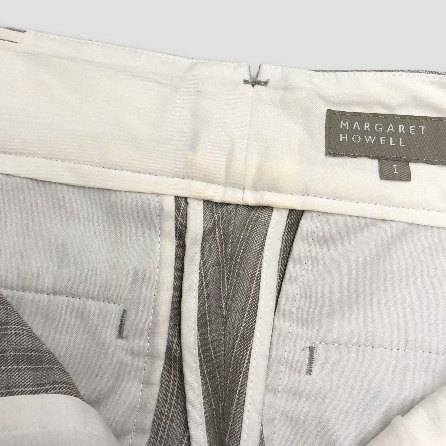 MORNING STRIPE COTTON LINEN TROUSERS