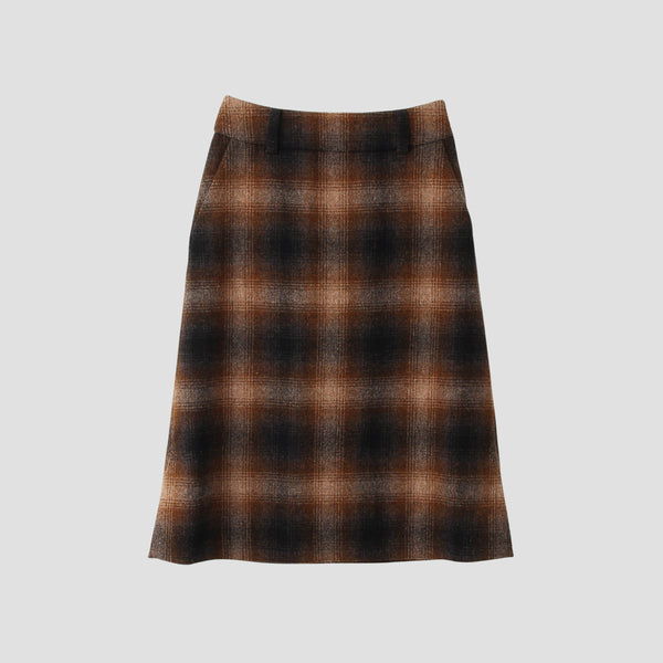 SHADOW CHECK WOOL SKIRT