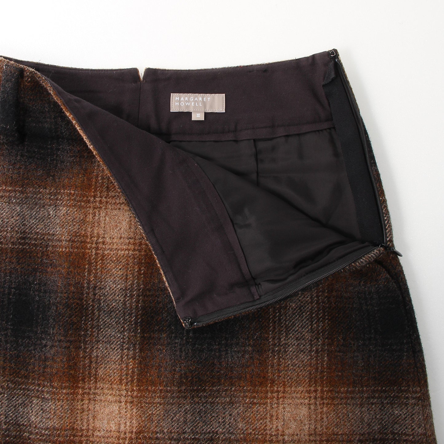 SHADOW CHECK WOOL SKIRT