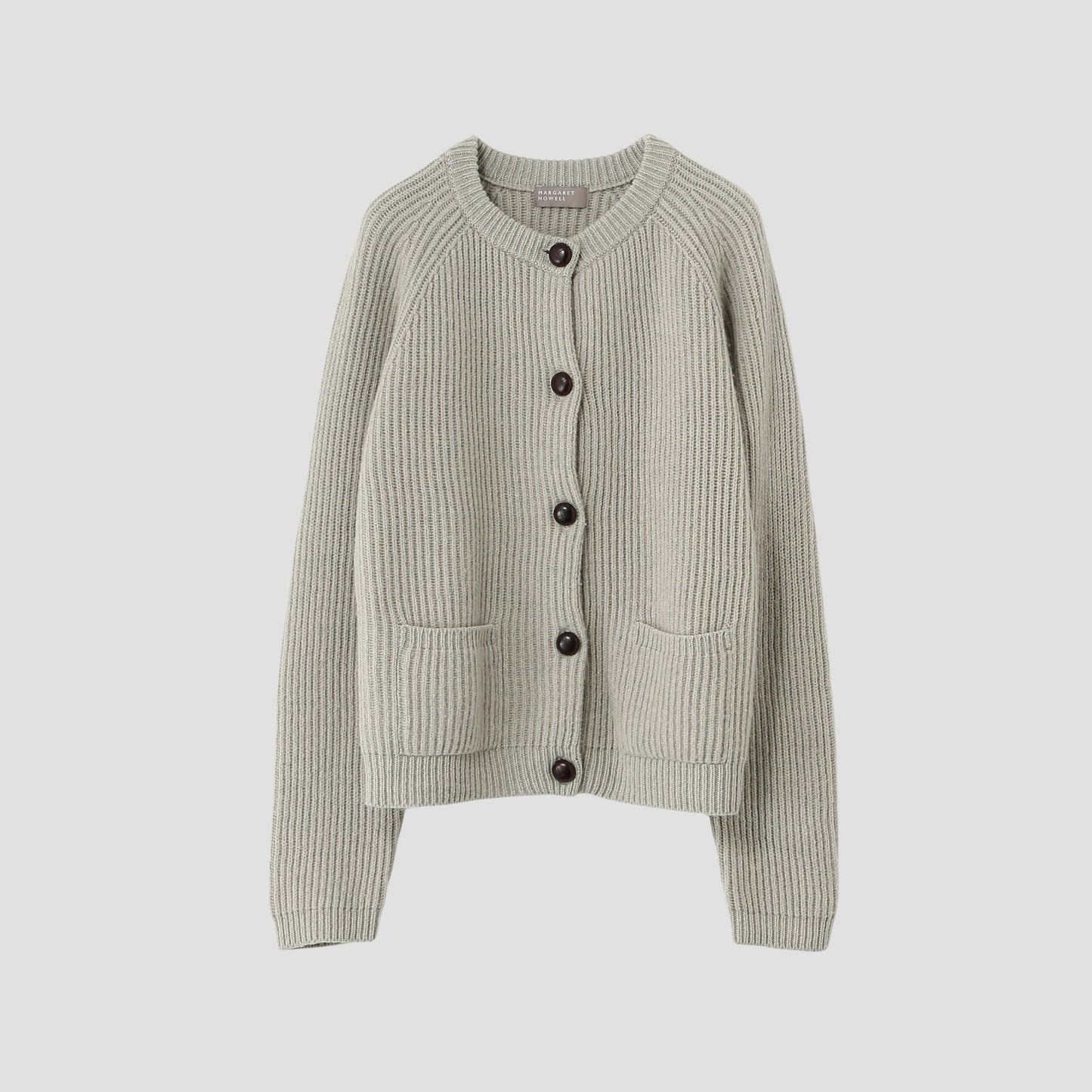 WOOL CAMEL RIB CARDIGAN KNIT