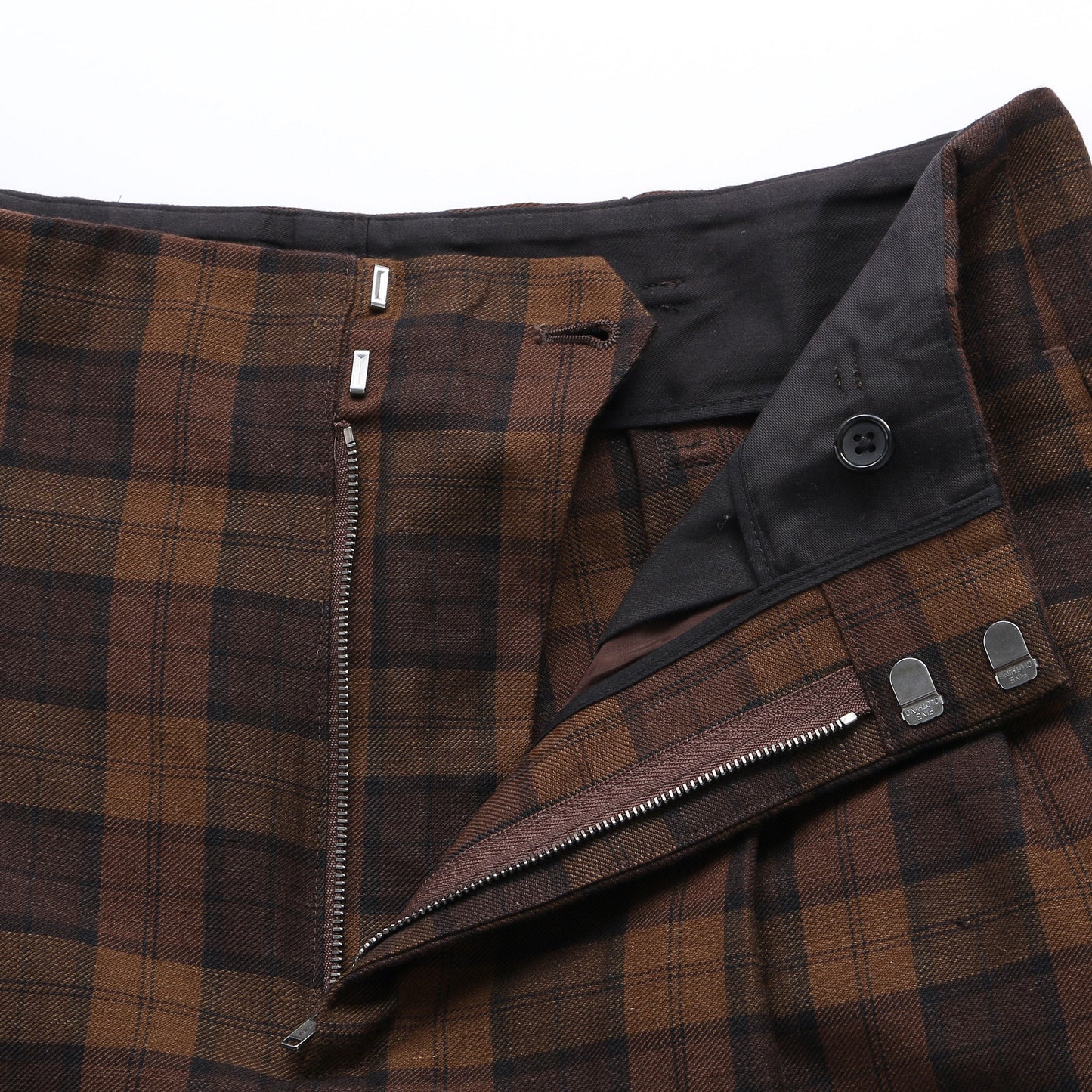 CHECK WOOL LINEN BLEND TROUSERS