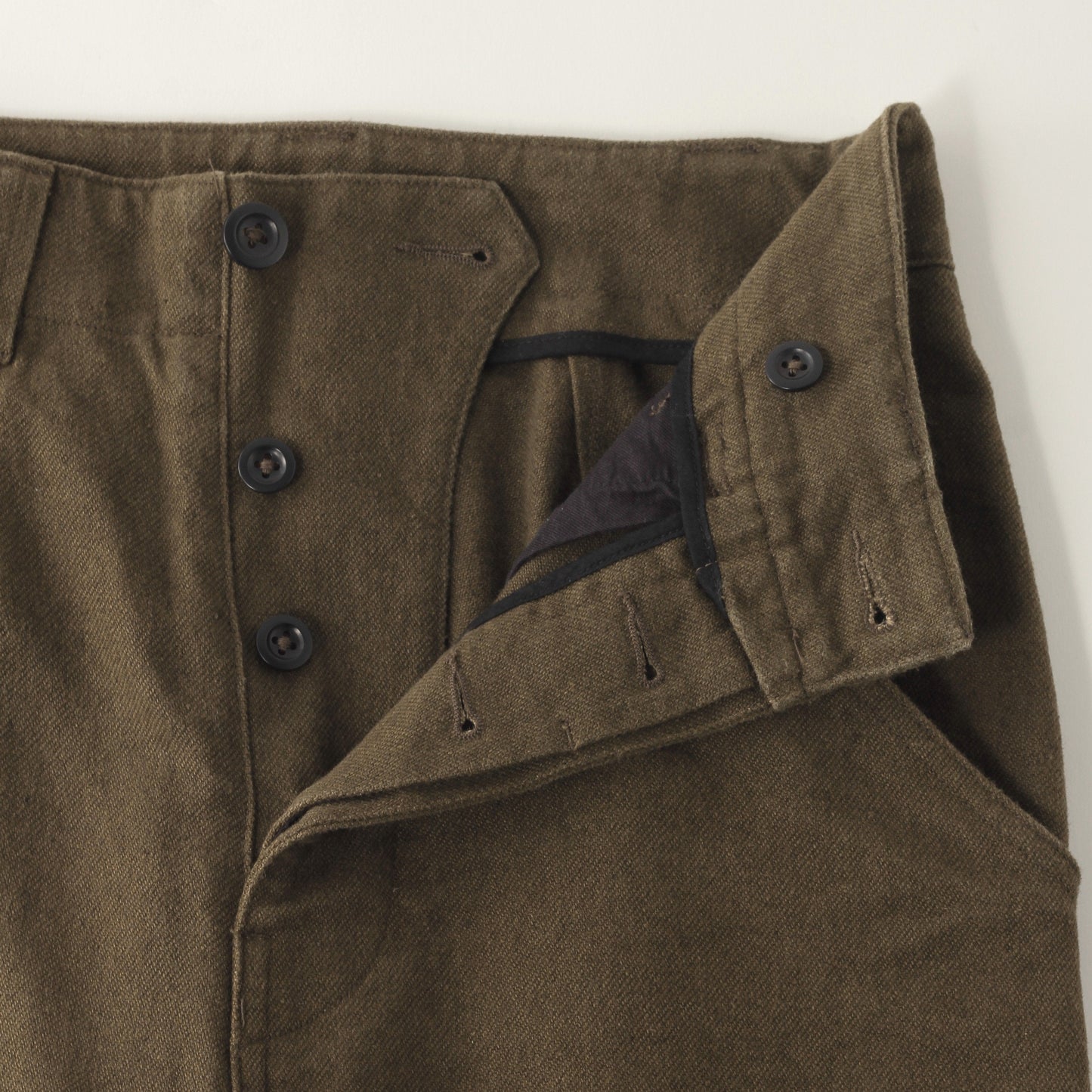 WORN LINEN COTTON DRILL TROUSERS