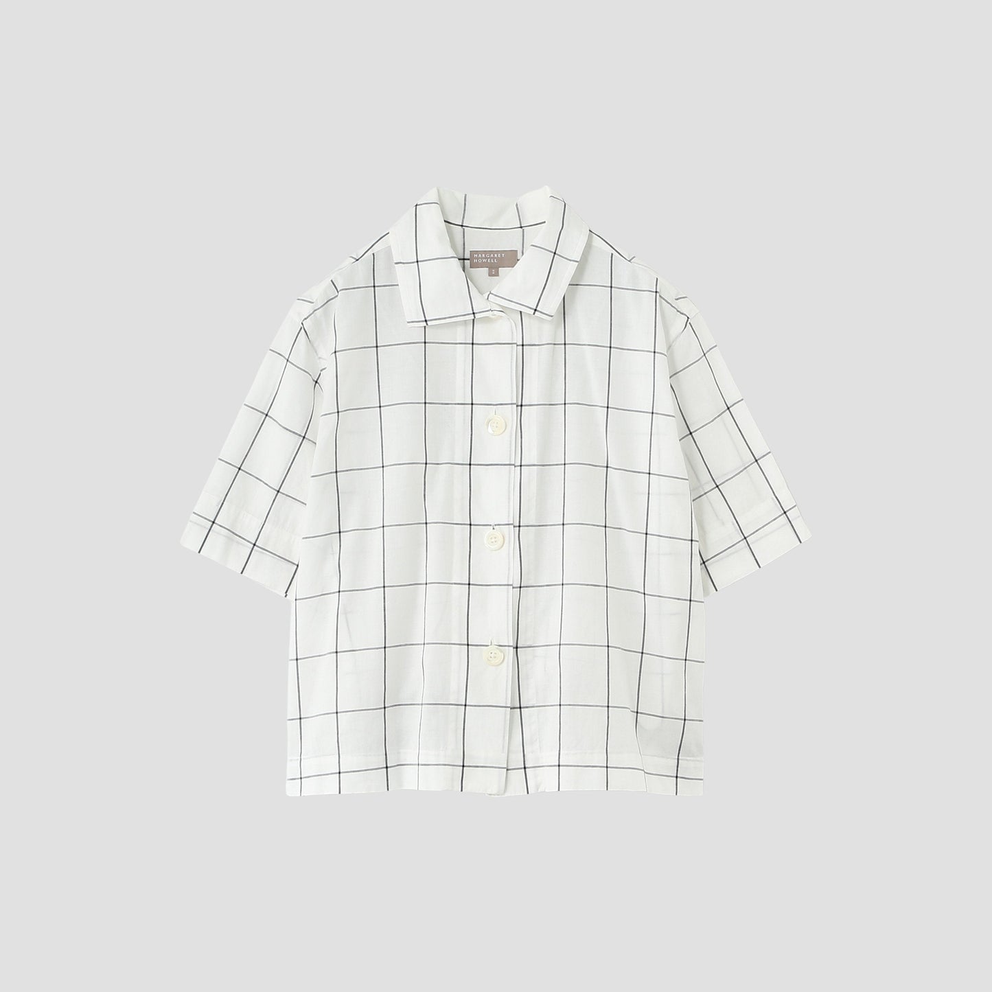 WINDOWPANE CHECK COTTON LINEN SHIRT