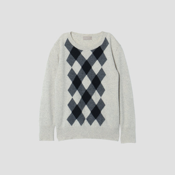 WOOL CASHMERE ARGYLE KNIT